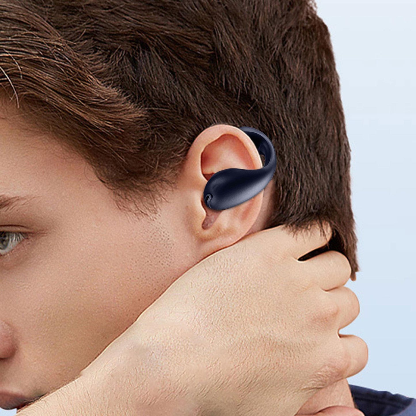 1 Piece Ear Clip Wireless Headset Portable HiFi Sound for Driving Business Blue