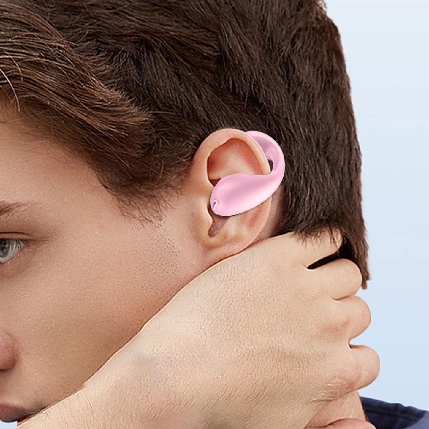 1 Piece Ear Clip Wireless Headset Portable HiFi Sound for Driving Business Pink