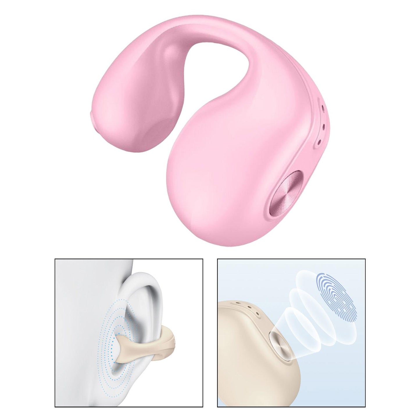 1 Piece Ear Clip Wireless Headset Portable HiFi Sound for Driving Business Pink