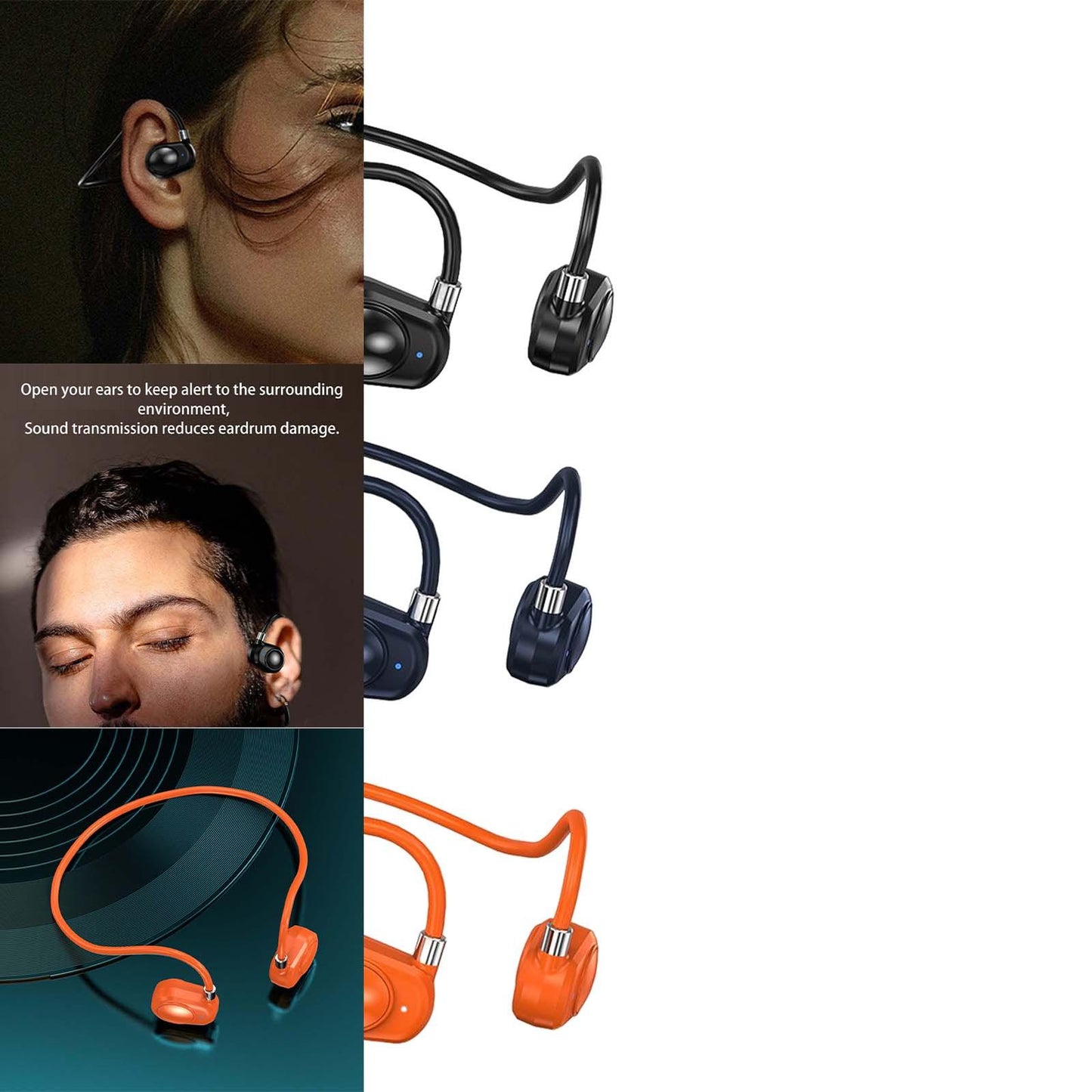 Headphones Headset Sweatproof HiFi Earphones for Cycling Workout Sports Black