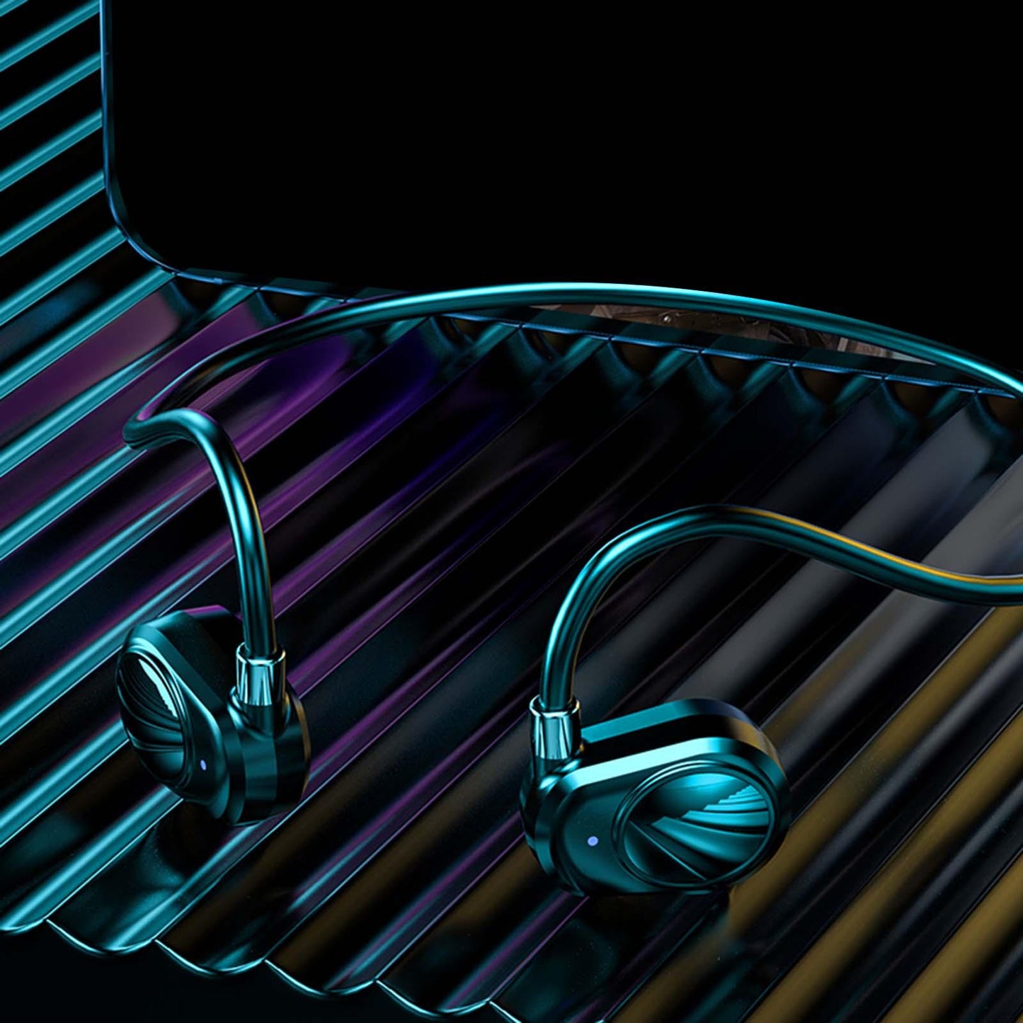 Headphones Headset Sweatproof HiFi Earphones for Cycling Workout Sports Blue