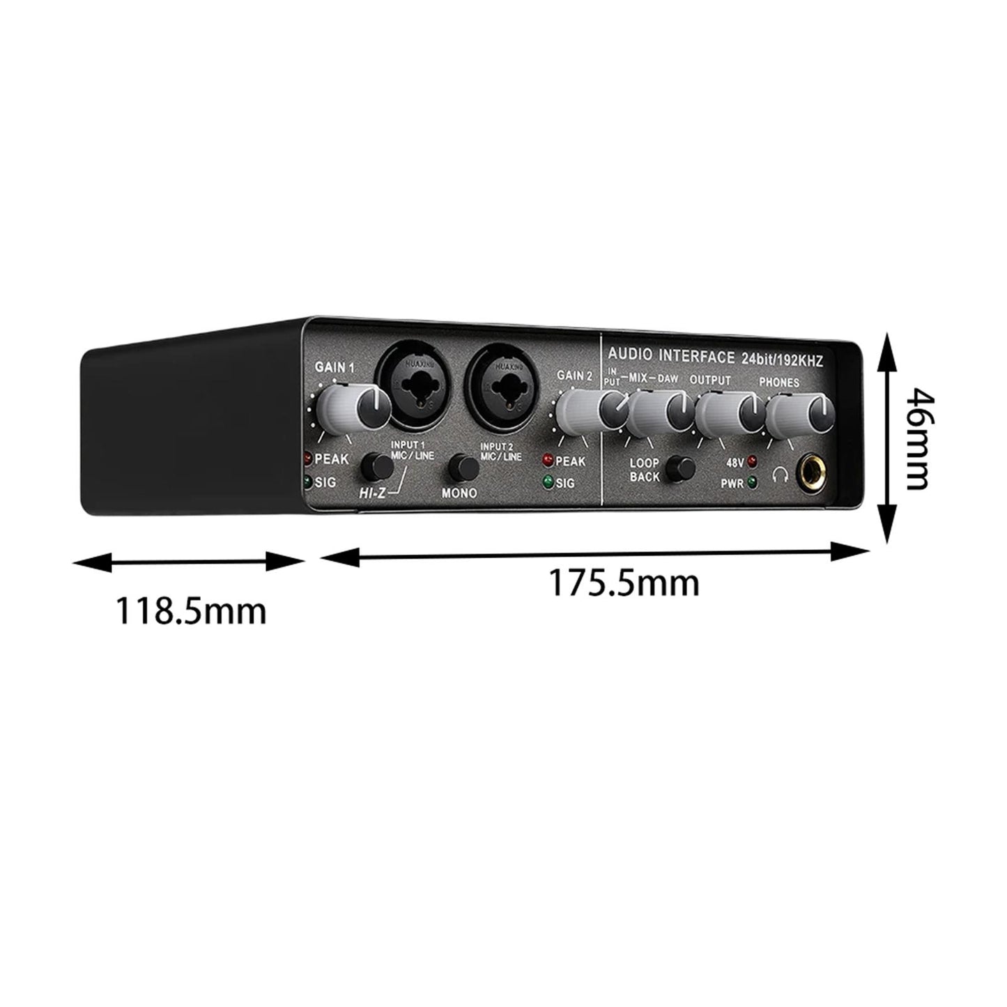 192KHz USB Audio Interface Professional with 48V Power for Vocalist