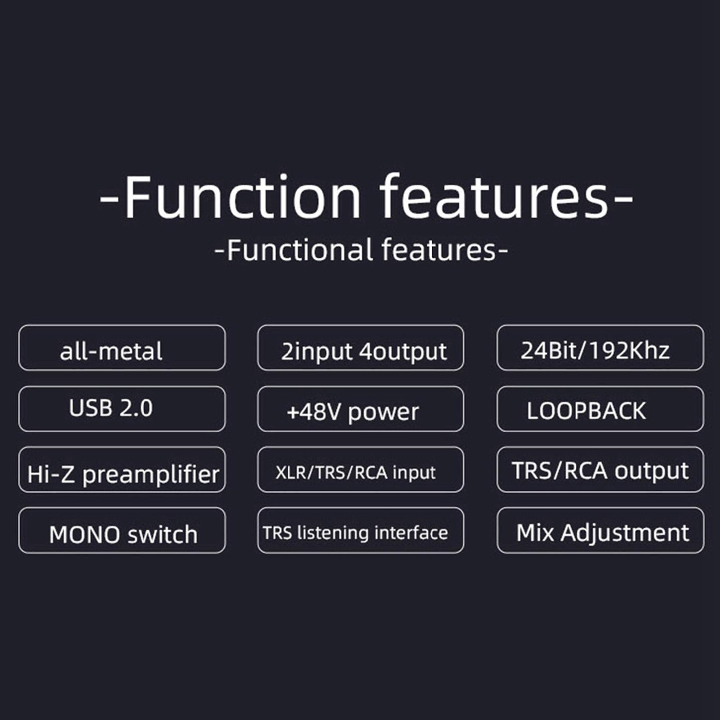 192KHz USB Audio Interface Professional with 48V Power for Vocalist
