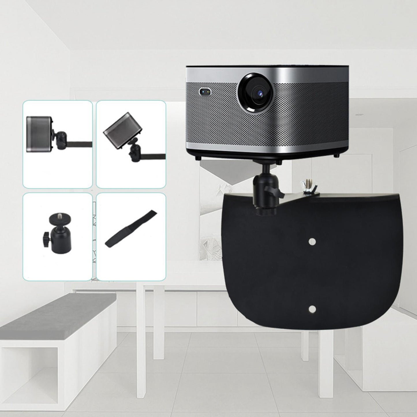 Retractable Projector Bracket Accessories Multifunction for Office Sofa Bed Black