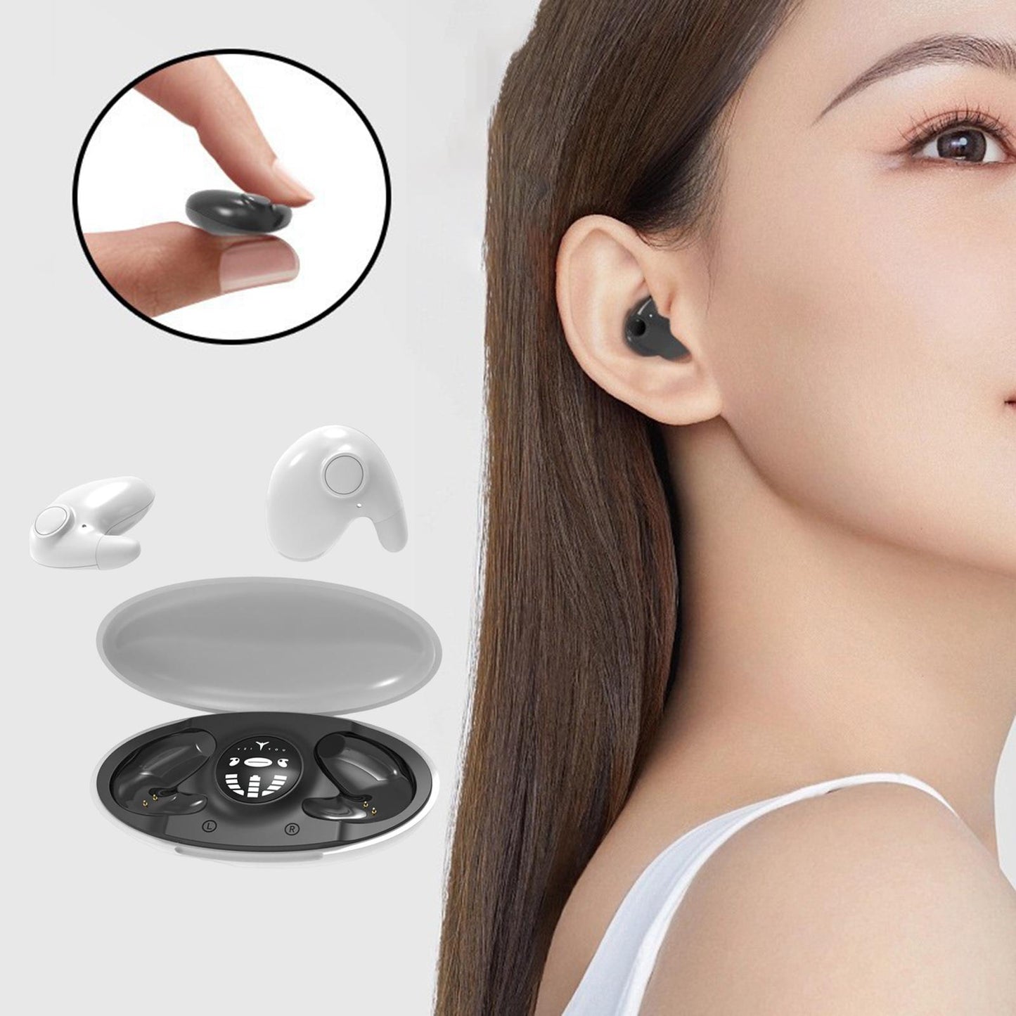 Mini in Ear Earphones IPX5 Waterproof HD Call Stereo Sound Wireless Earbuds White