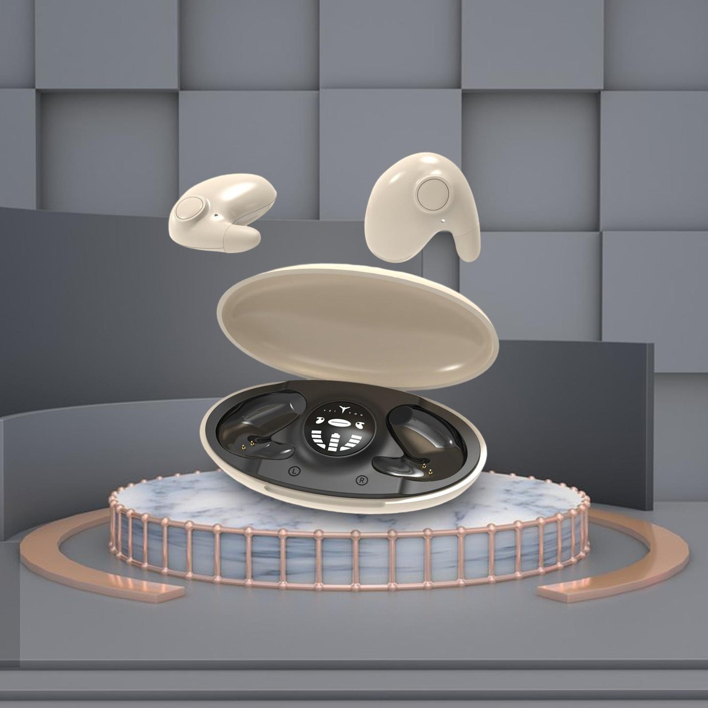 Mini in Ear Earphones IPX5 Waterproof HD Call Stereo Sound Wireless Earbuds Skin Color