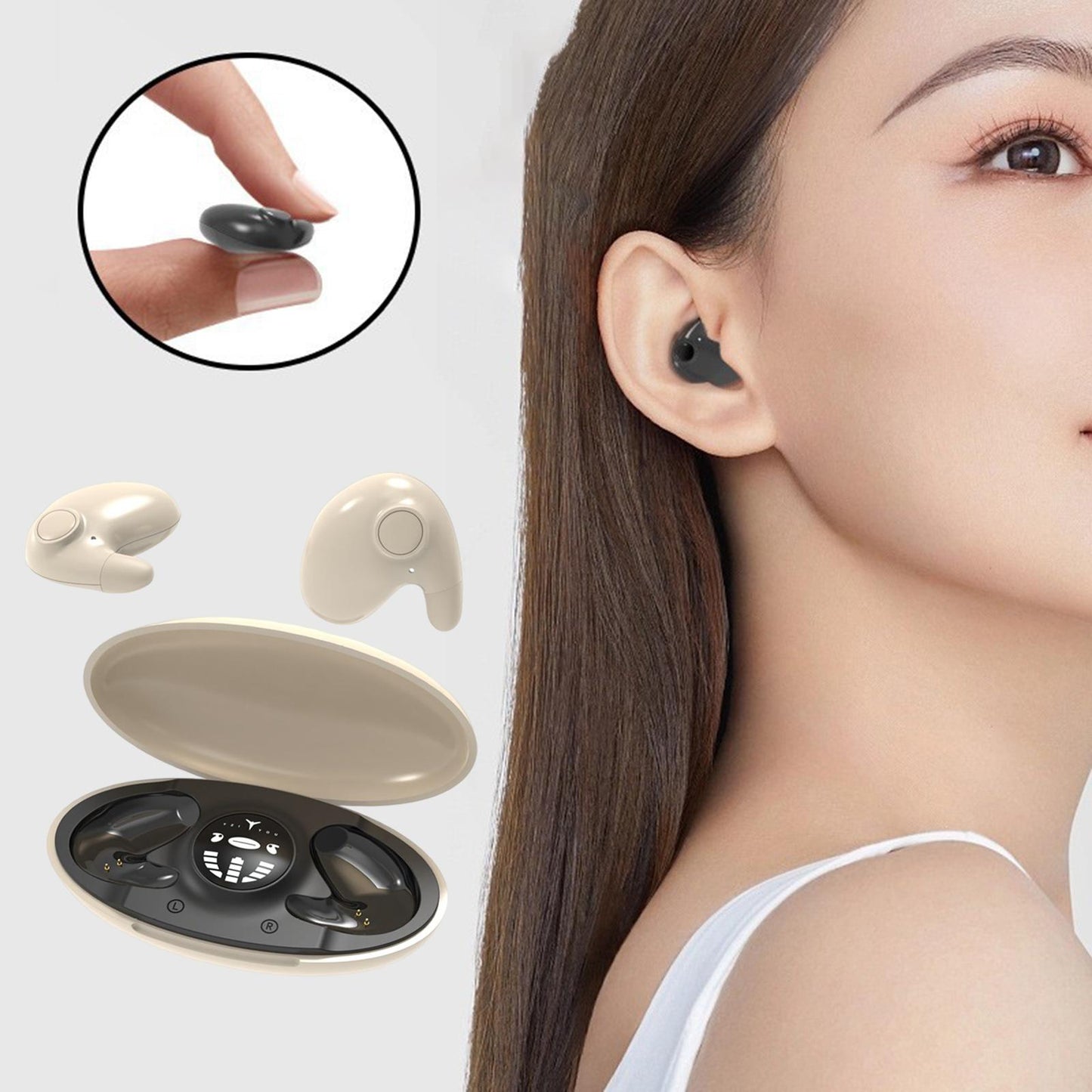 Mini in Ear Earphones IPX5 Waterproof HD Call Stereo Sound Wireless Earbuds Skin Color