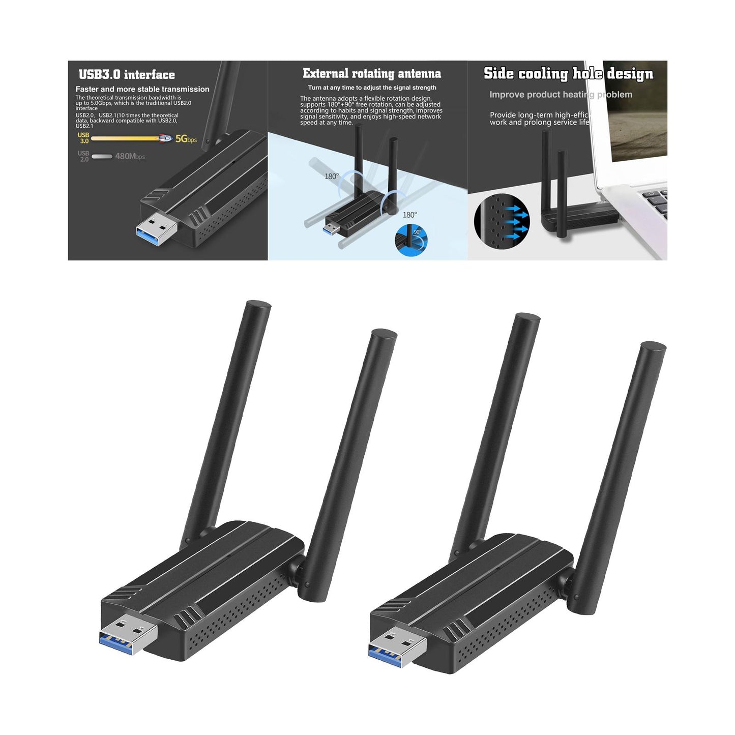 Wireless USB WiFi Adapter WiFi Dongle 802.11AC Portable for Desktop PC Non-free Drive