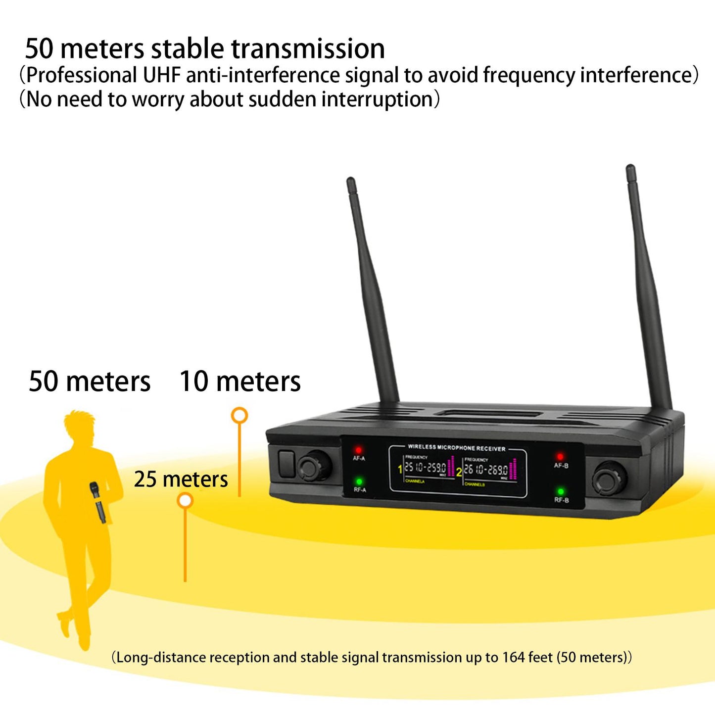 Cordless Mic 4 Channel Professional for Wedding Meeting Party