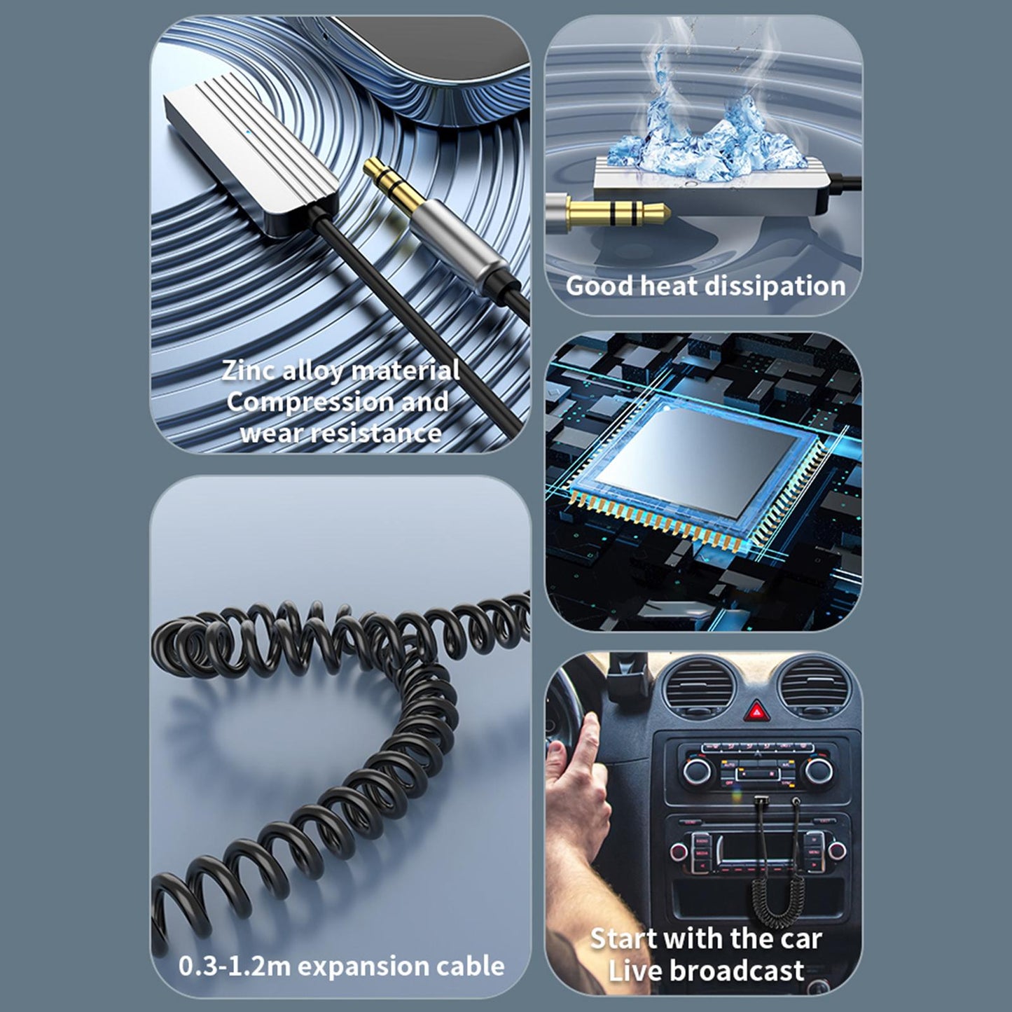 Car V5.2 Receiver Lossless Music Hands Free Calling Portable for Car System