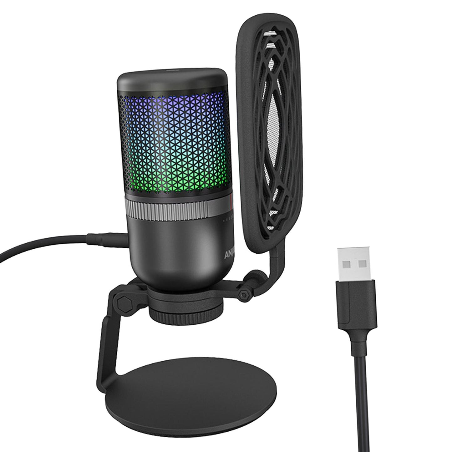 USB Microphone Volume Control Knob Studio and Computer Condenser Mic