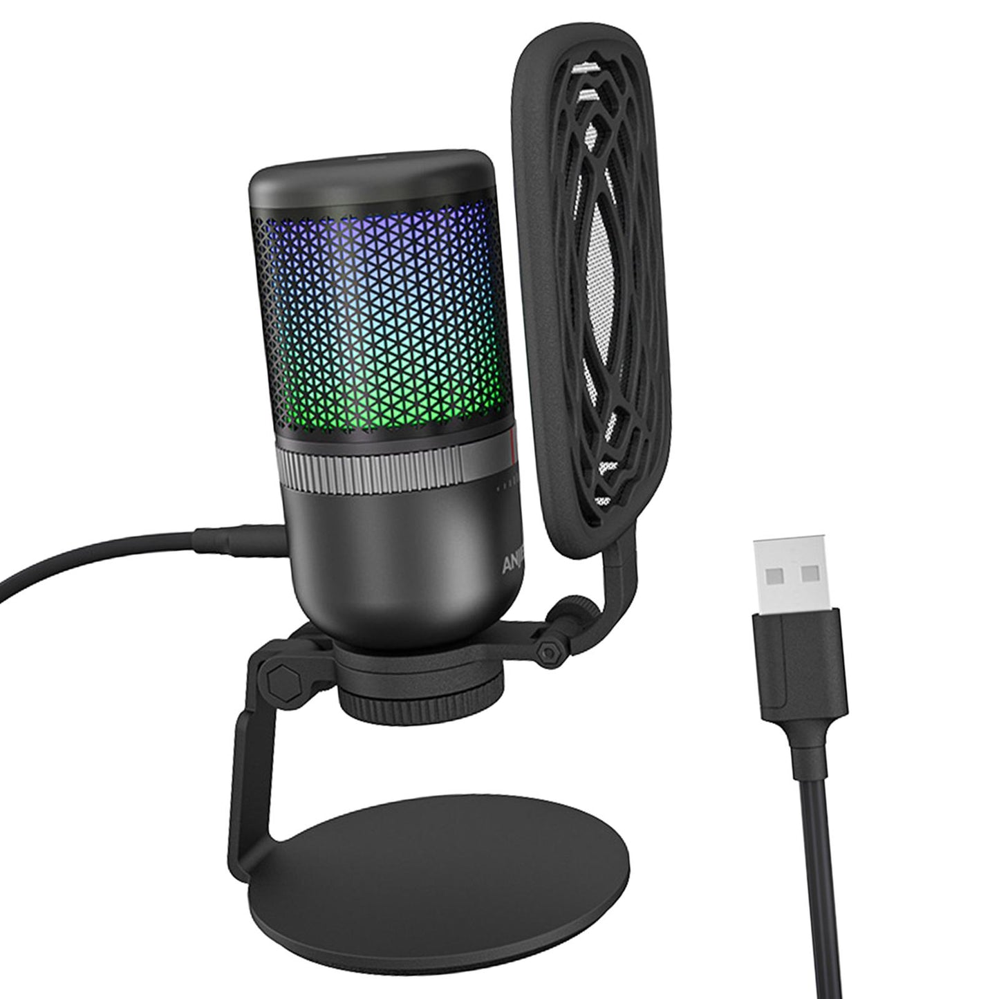 USB Microphone Volume Control Knob Studio and Computer Condenser Mic