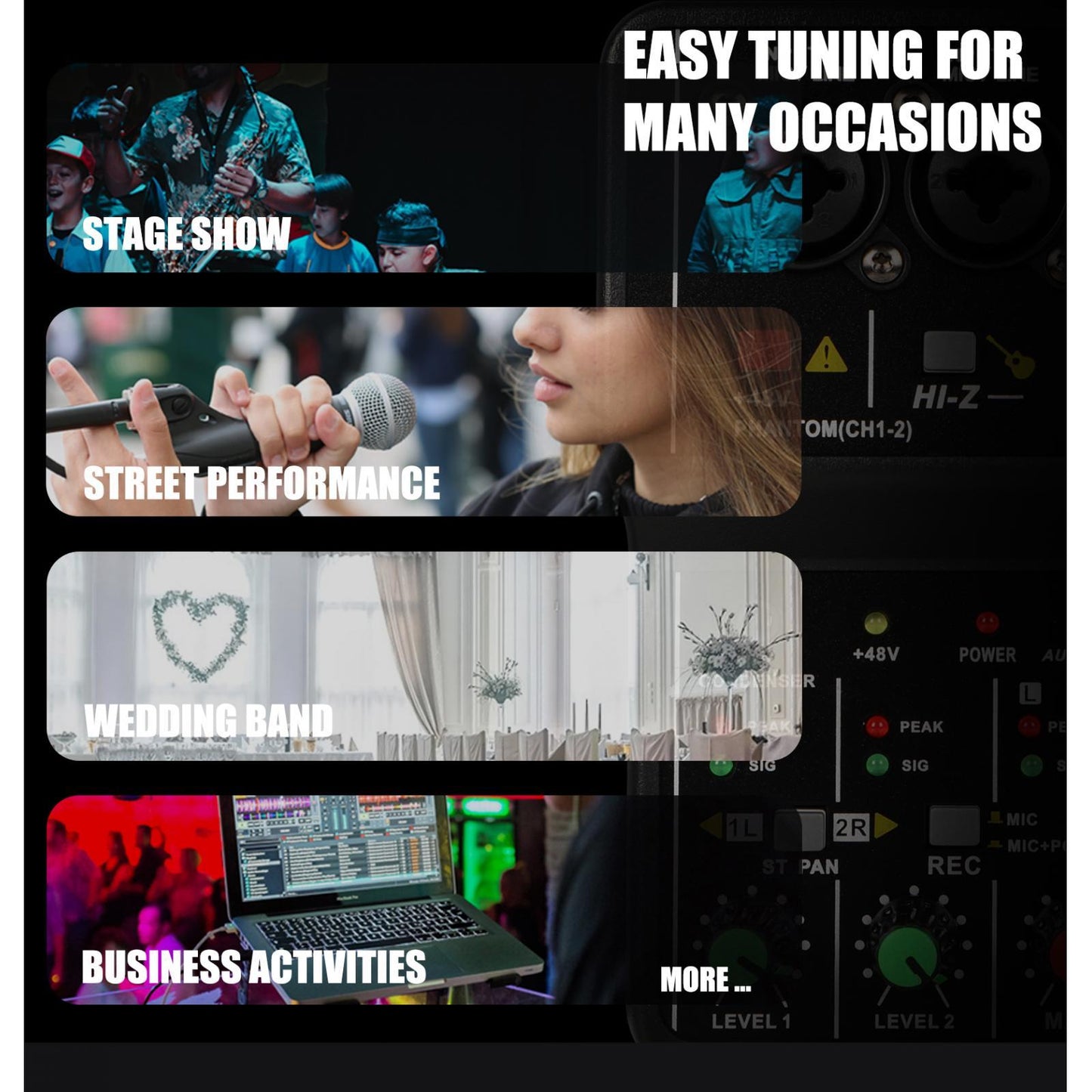 USB Audio Interface 16Bit/49 KHz Audio Mixer Console Interface for Recording