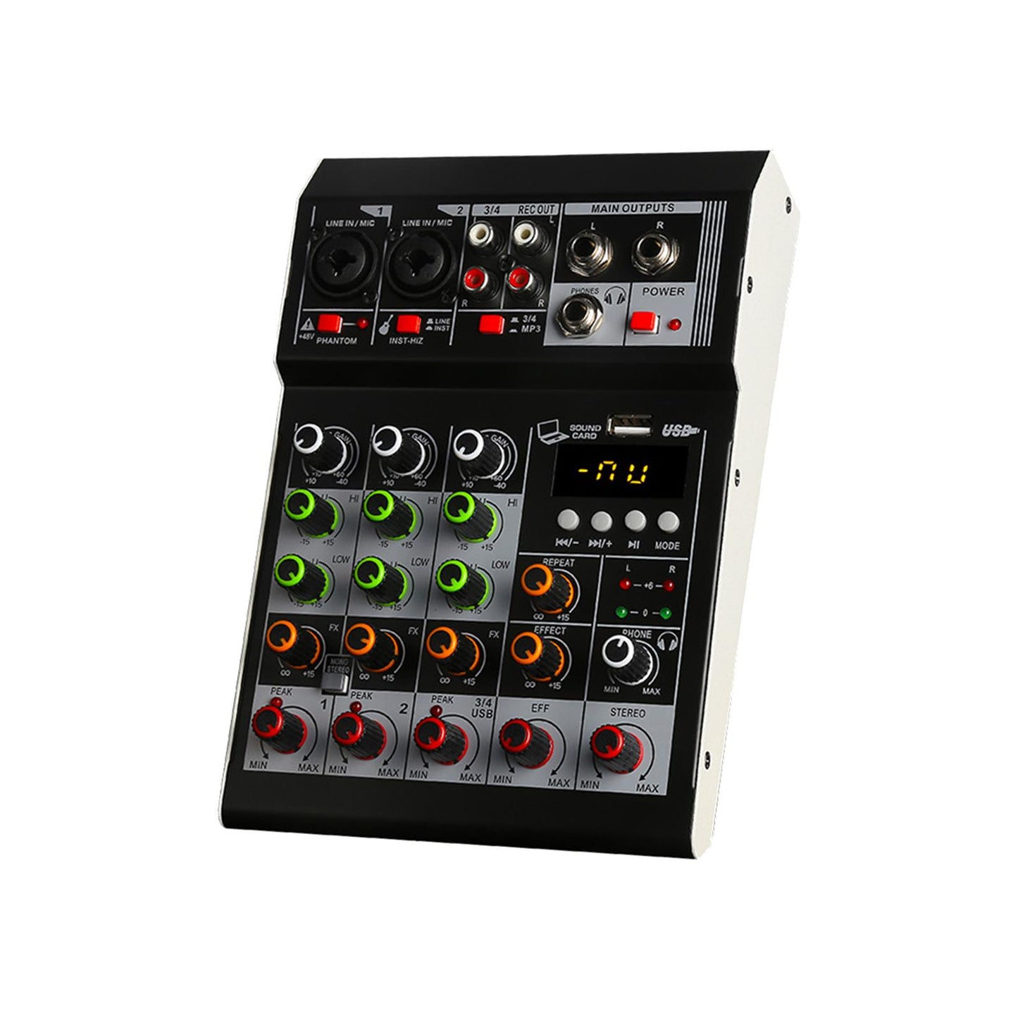 Audio Mixer 4 Channel Mini DJ Controller Sound Mixer for Recording Live Show