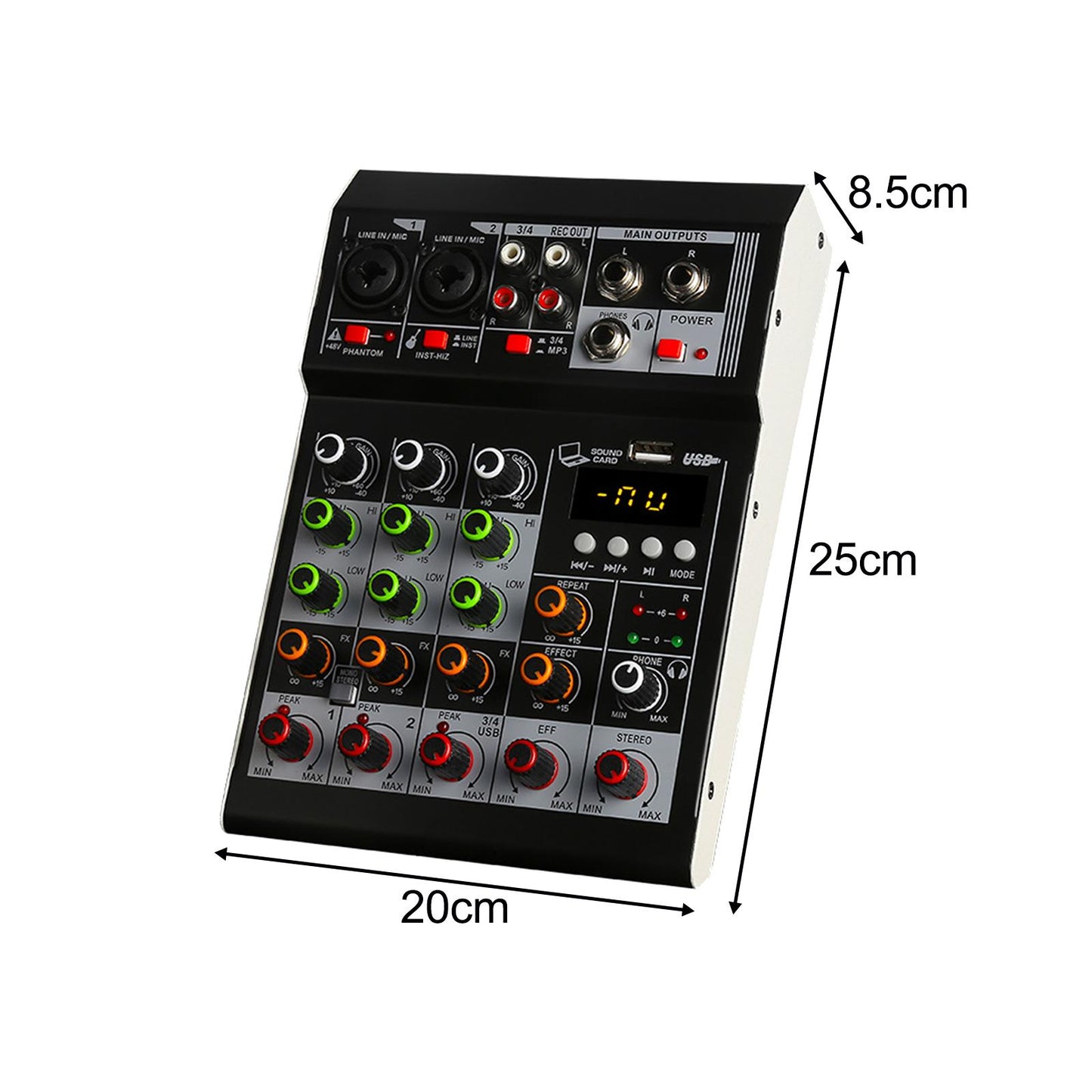 Audio Mixer 4 Channel Mini DJ Controller Sound Mixer for Recording Live Show