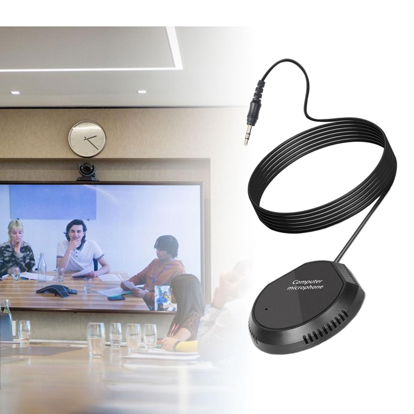 Conference Microphone 3.5mm Plug and Play Compact Condenser Mic for Chatting