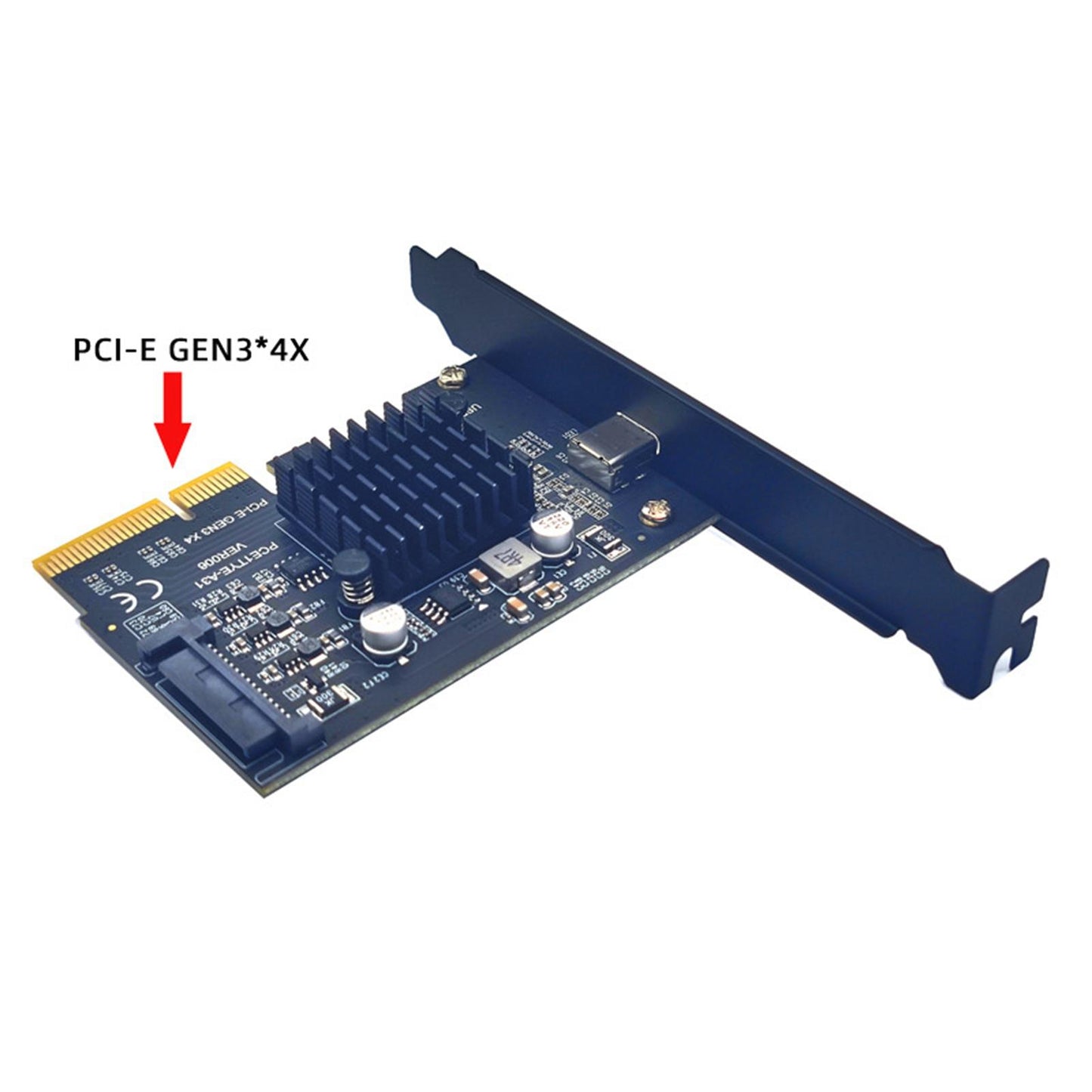Pci-e 4x to USB3.2 Gen2 Front Type C Expansion Card Stable Performance Black