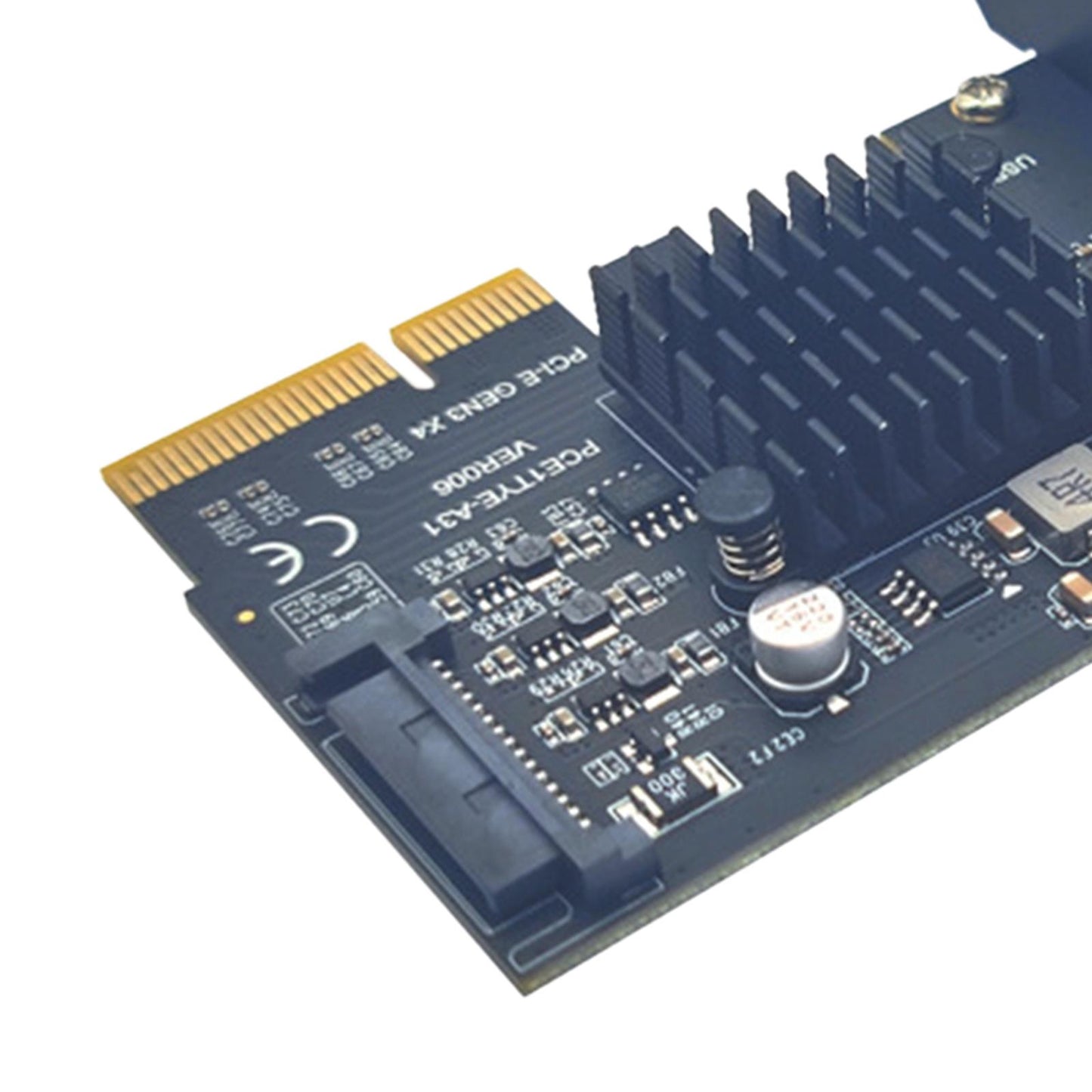 Pci-e 4x to USB3.2 Gen2 Front Type C Expansion Card Stable Performance Black