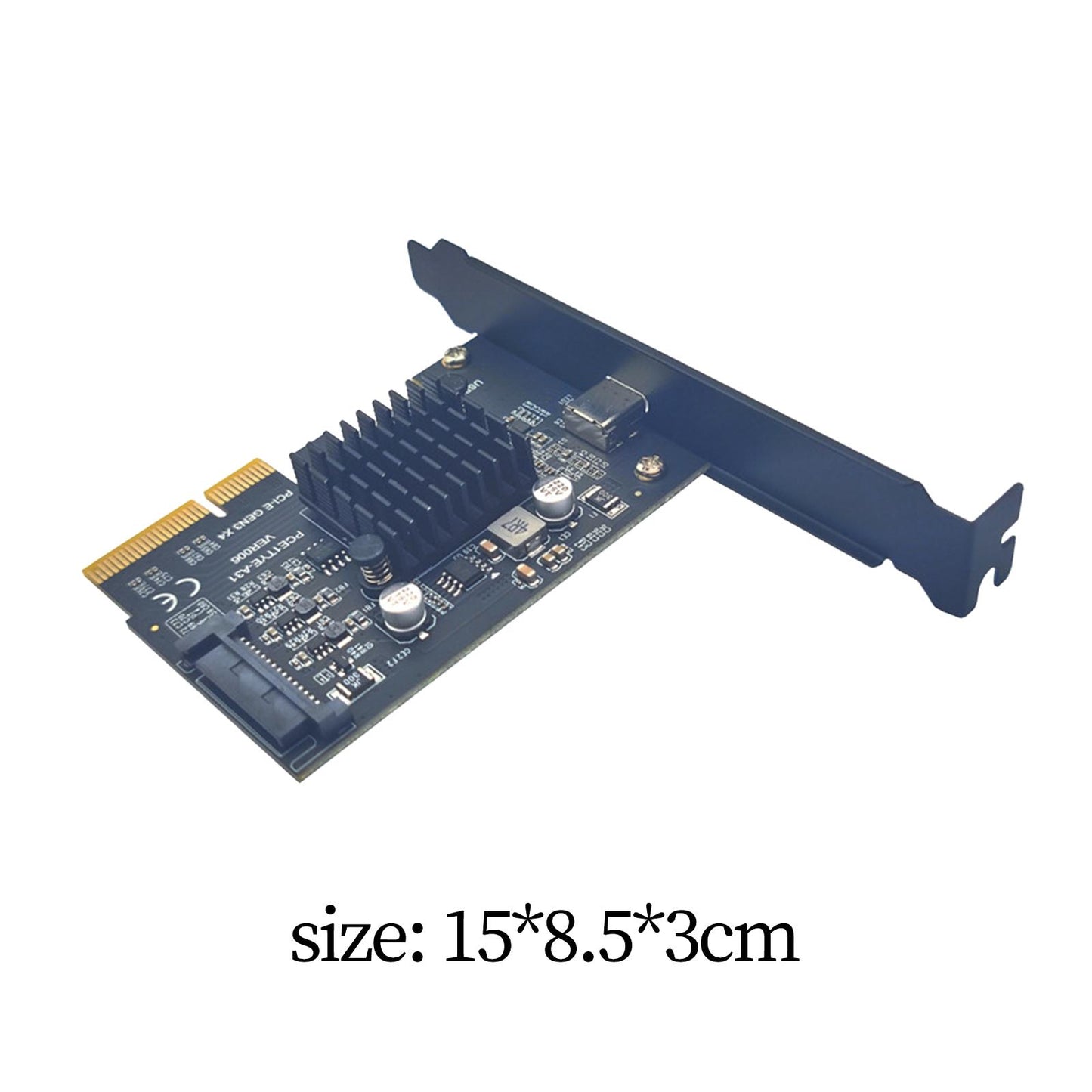 Pci-e 4x to USB3.2 Gen2 Front Type C Expansion Card Stable Performance Black