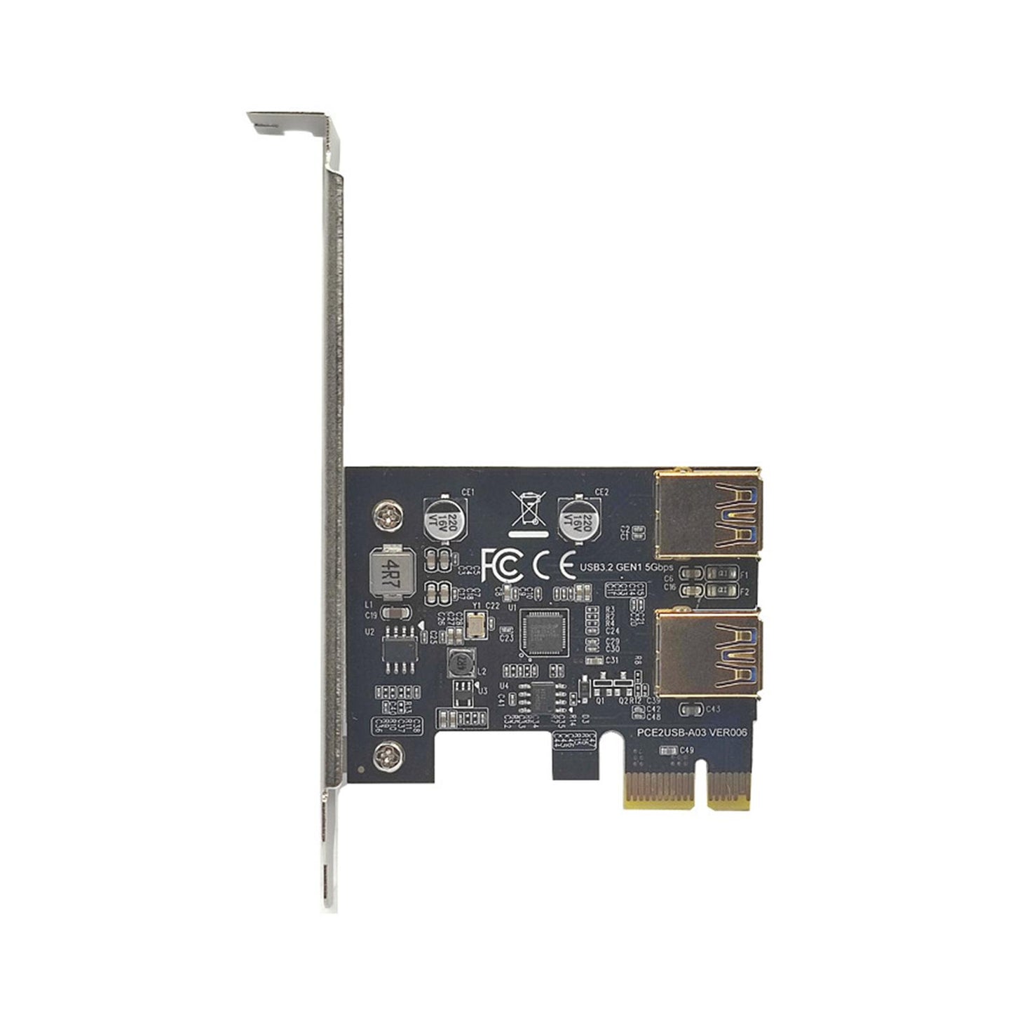 Pci-e 1x to USB 3.2 Gen1 5Gbps Expansion Card PCIe to USB Card for Desktops Black Built in USB