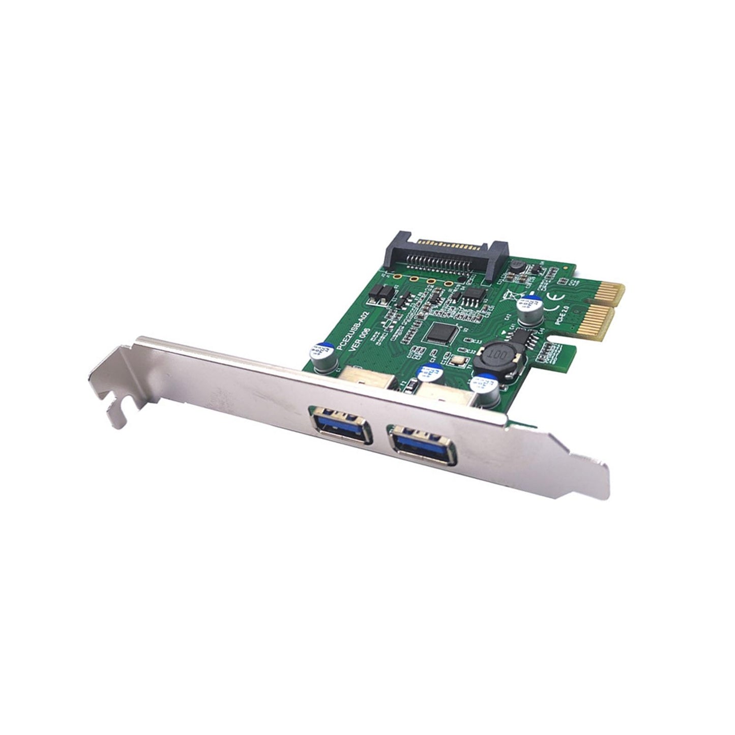 Pci-e 1x to USB 3.2 Gen1 5Gbps Expansion Card PCIe to USB Card for Desktops Green Rear USB