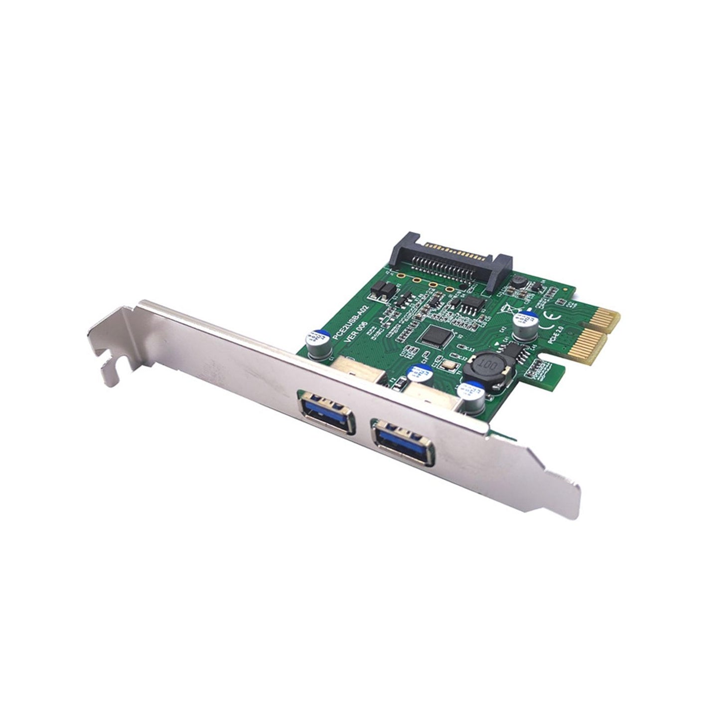 Pci-e 1x to USB 3.2 Gen1 5Gbps Expansion Card PCIe to USB Card for Desktops Green Rear USB