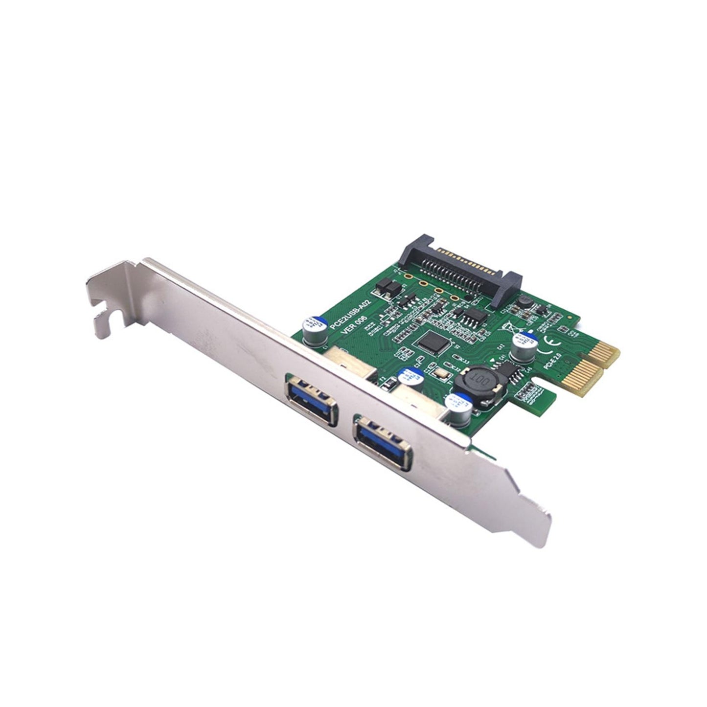 Pci-e 1x to USB 3.2 Gen1 5Gbps Expansion Card PCIe to USB Card for Desktops Green Rear USB