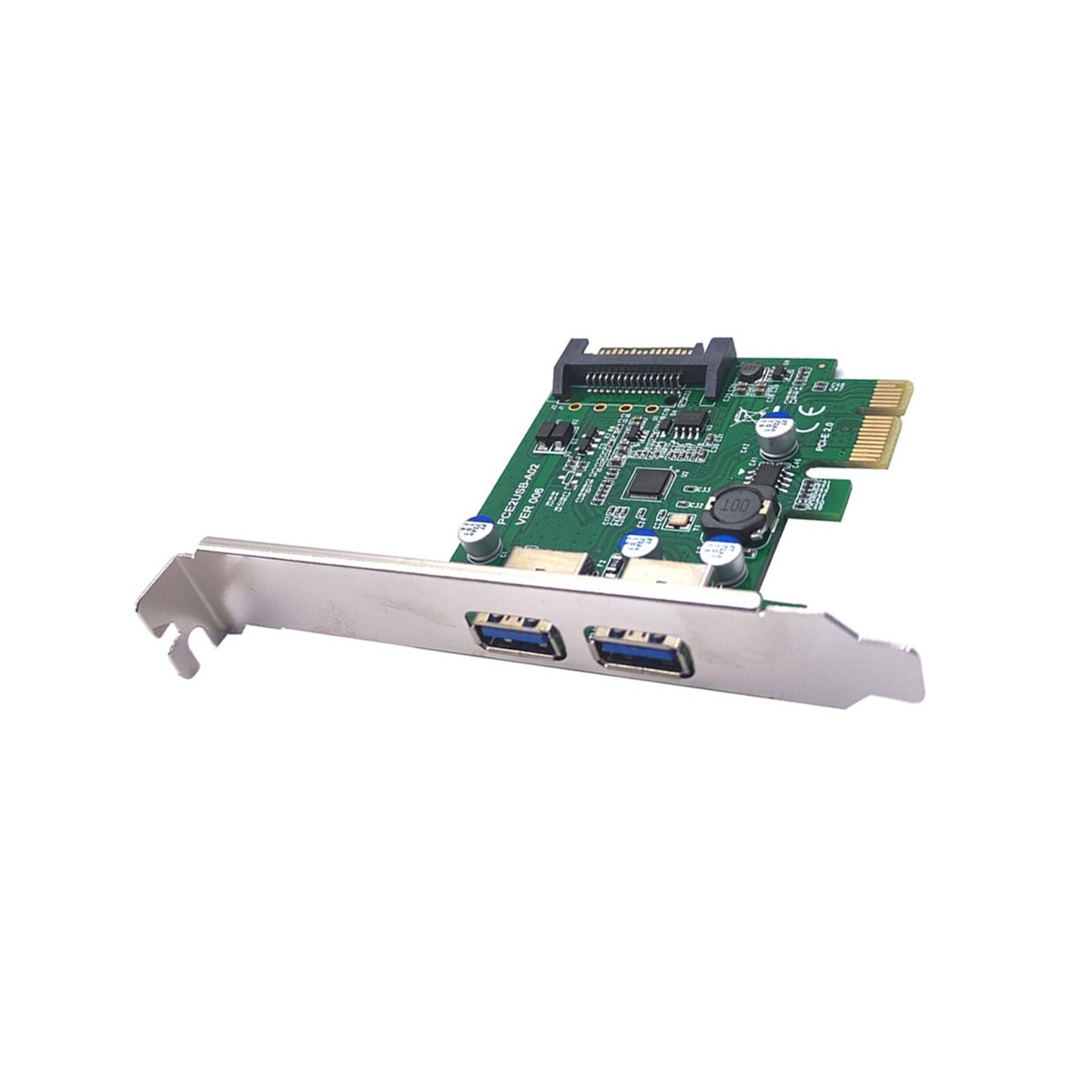Pci-e 1x to USB 3.2 Gen1 5Gbps Expansion Card PCIe to USB Card for Desktops Green Rear USB