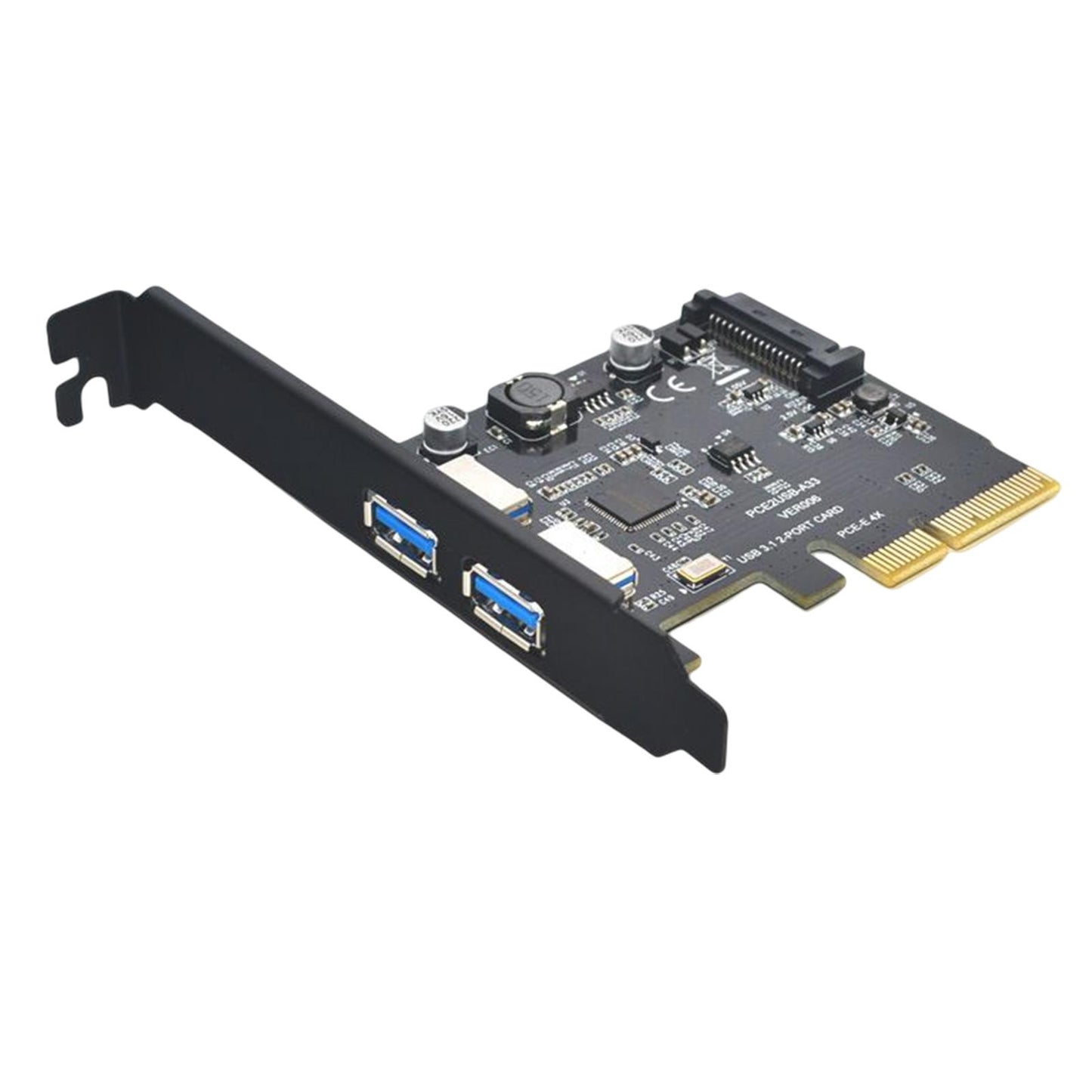 USB3.2 Gen 2 Dual Ports Type-a Pci-e Expansion Card Stable Performance Black