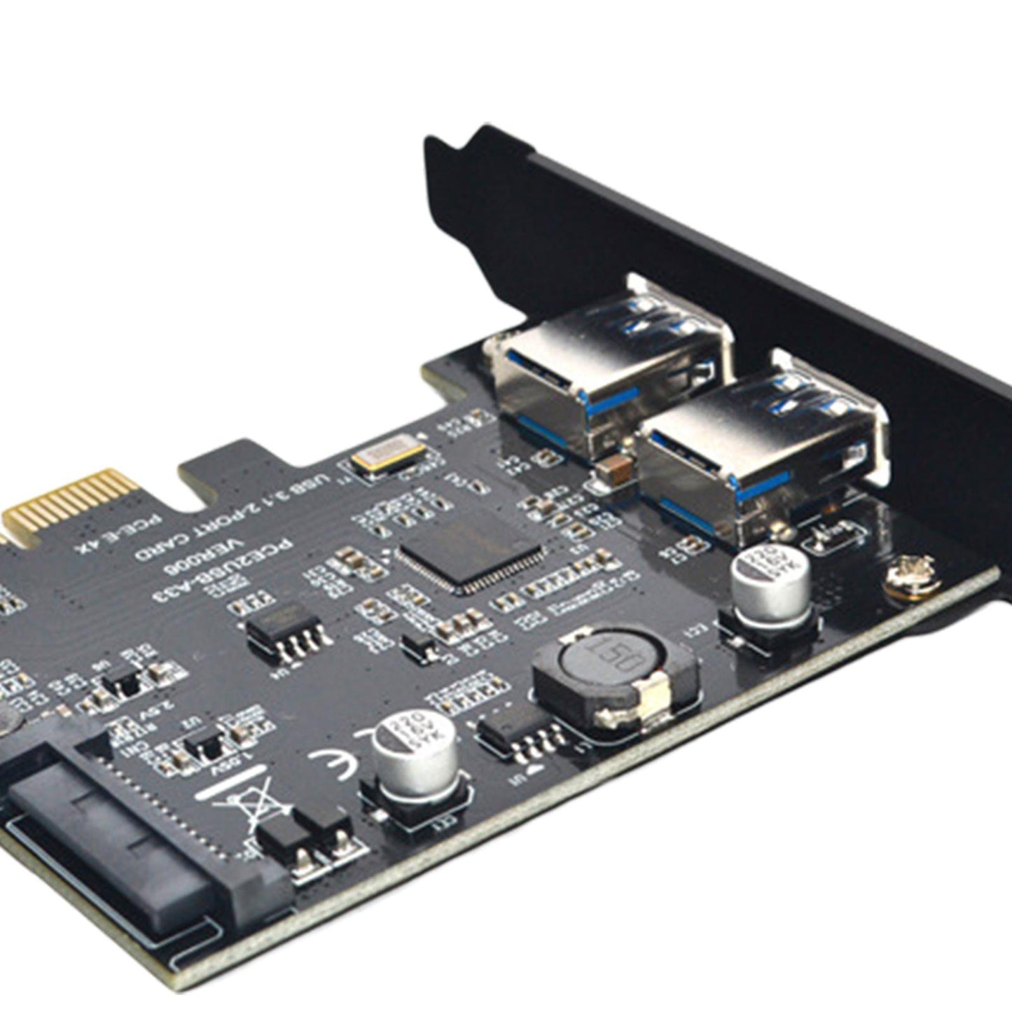 USB3.2 Gen 2 Dual Ports Type-a Pci-e Expansion Card Stable Performance Black