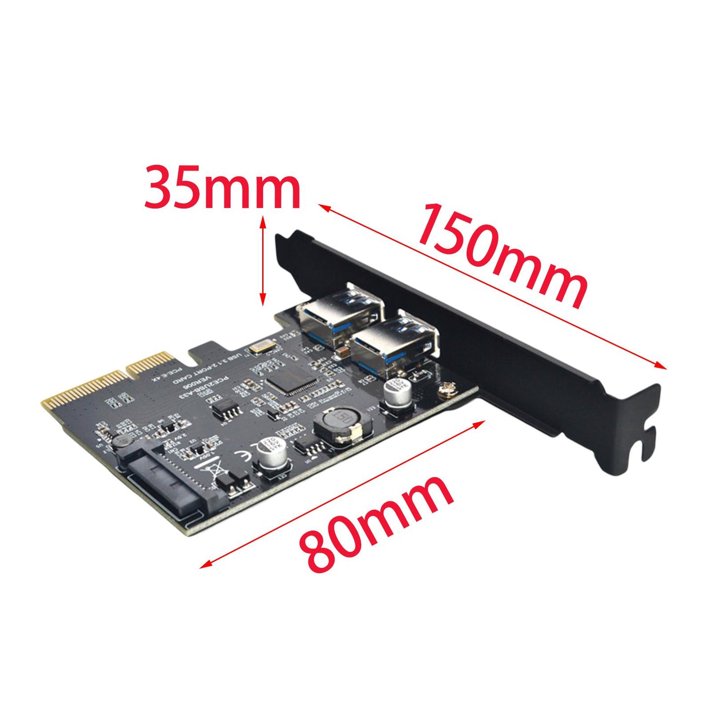 USB3.2 Gen 2 Dual Ports Type-a Pci-e Expansion Card Stable Performance Black