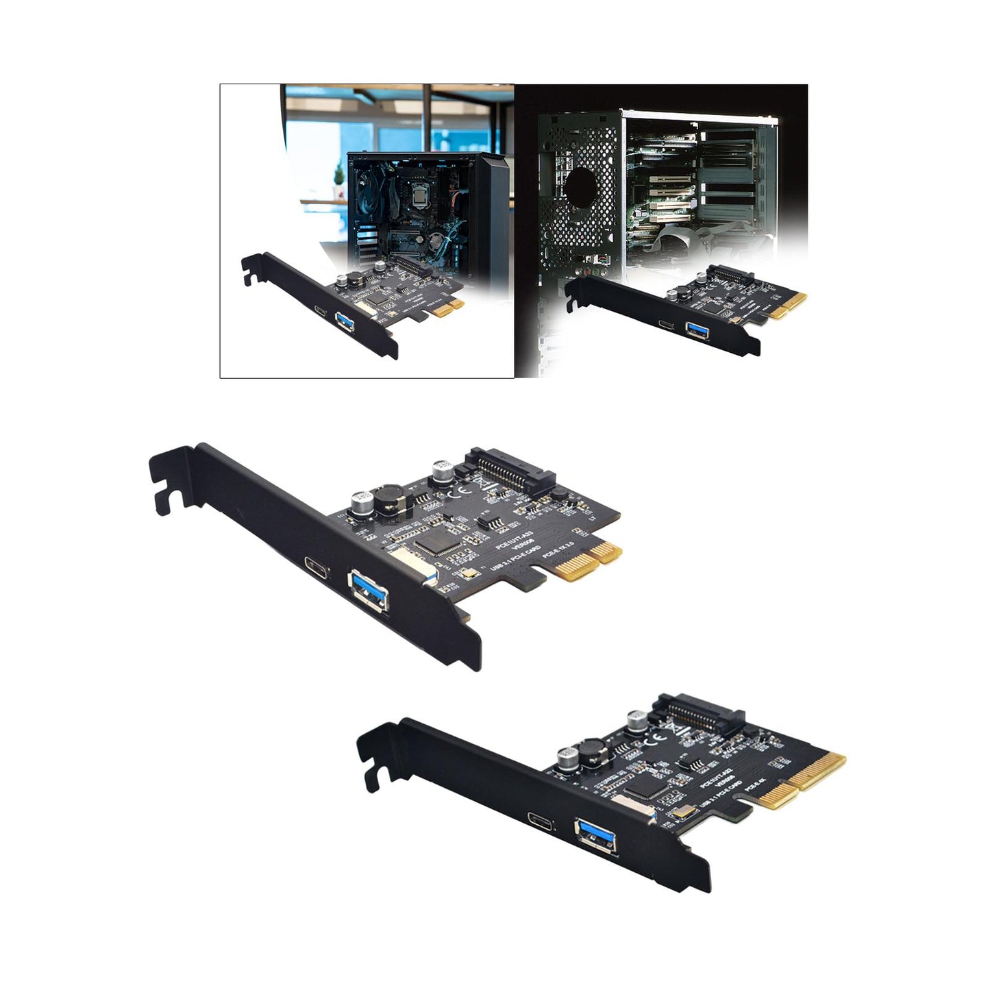 Pci-e to USB 3.1 Gen2 10 Gbps Type C Expansion Card for Computer PC 1X
