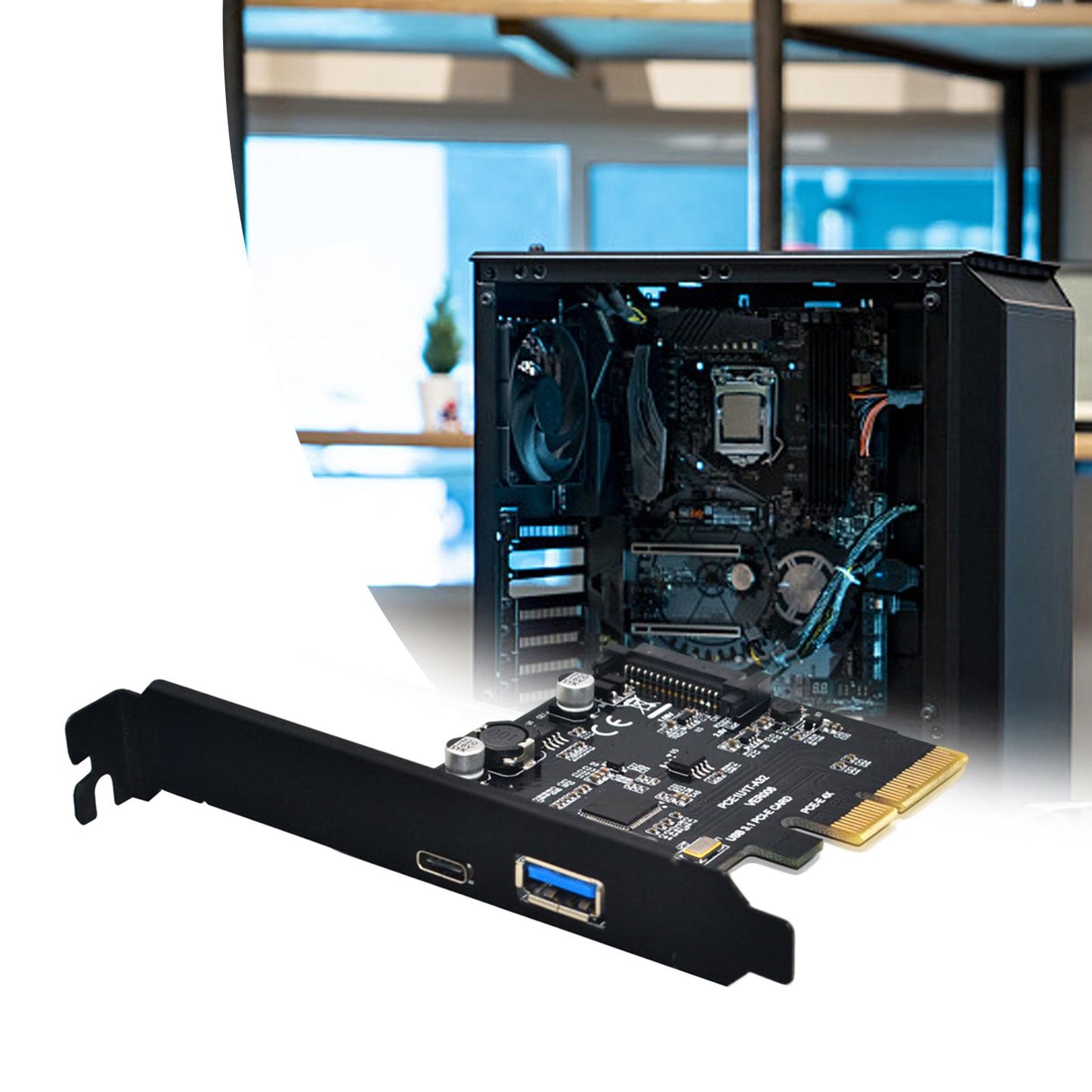 Pci-e to USB 3.1 Gen2 10 Gbps Type C Expansion Card for Computer PC 4X