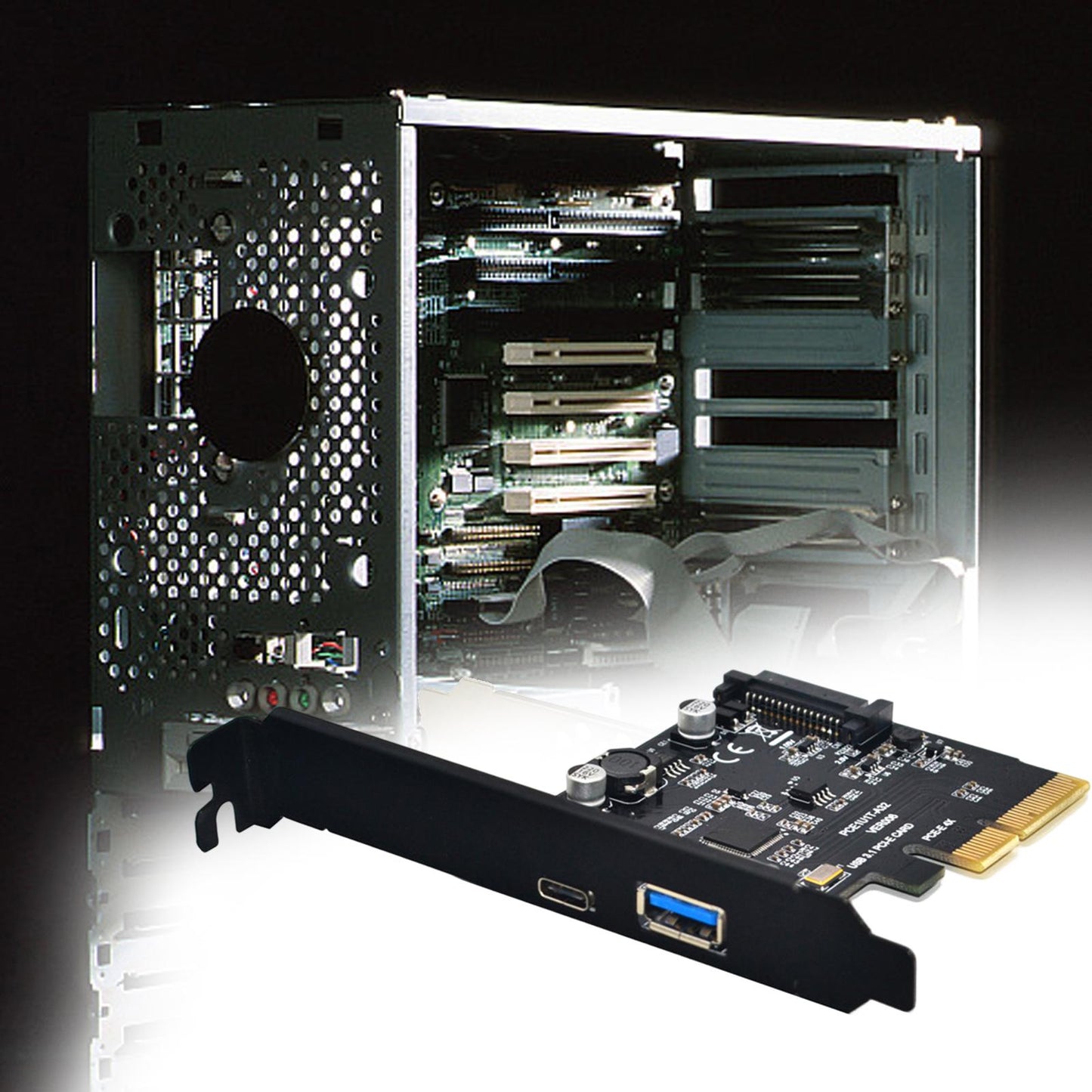 Pci-e to USB 3.1 Gen2 10 Gbps Type C Expansion Card for Computer PC 4X