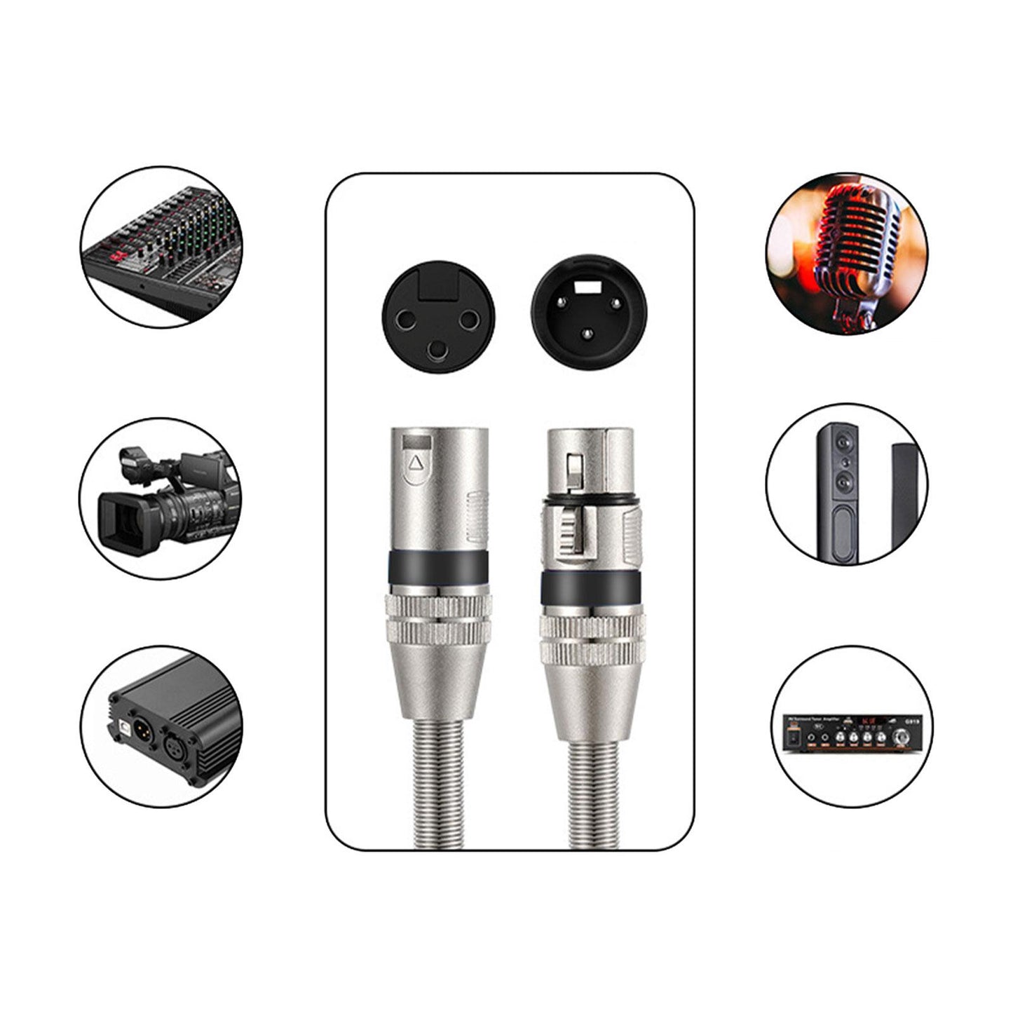 XLR Male to Female 3Pin Audio Cable Audio Connector Mic Cable Splitter Cable