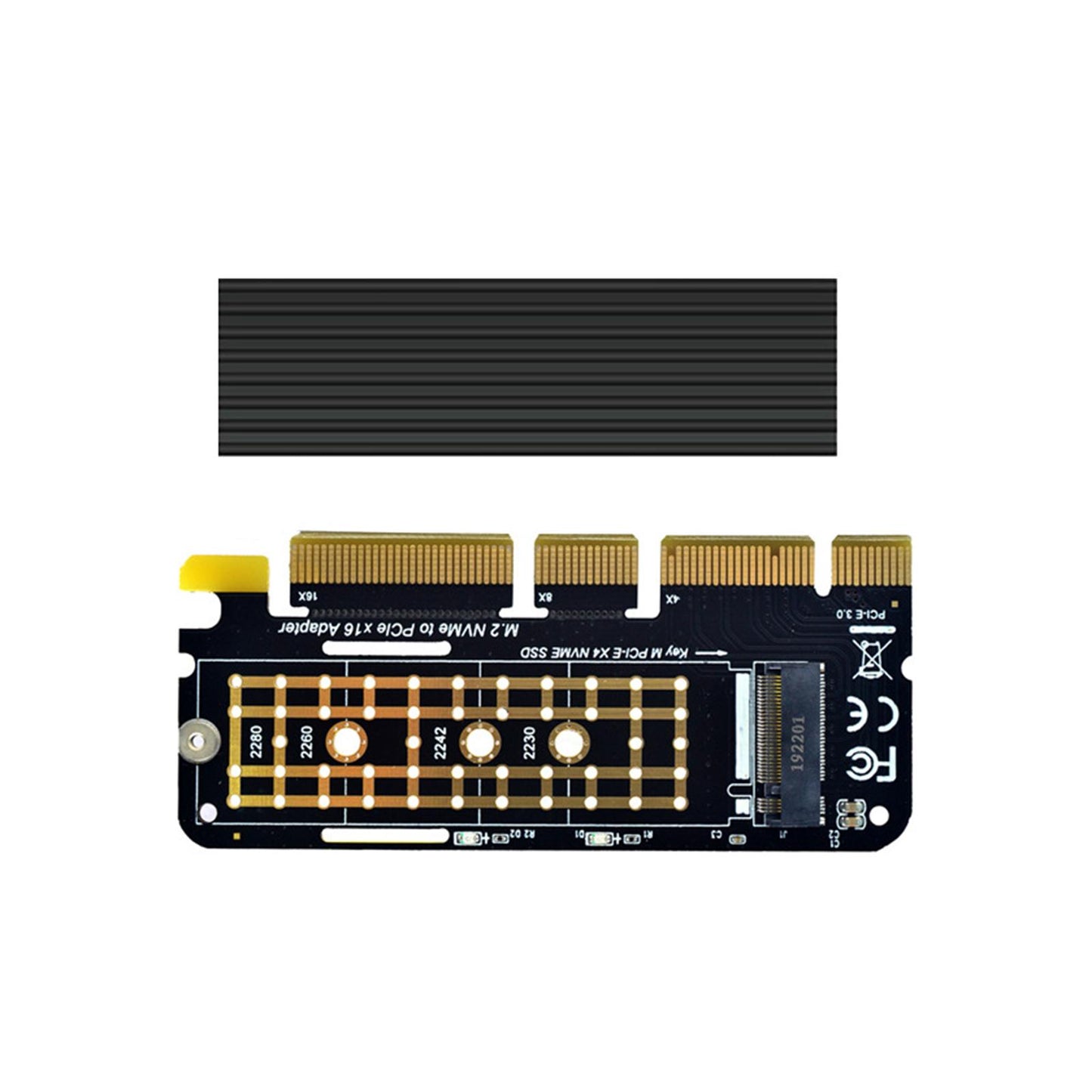 NVMe M.2 SSD M Key to Pci-e 3.0 x16 Expansion Card Portable for 960EVO SM951 with Heat Sink