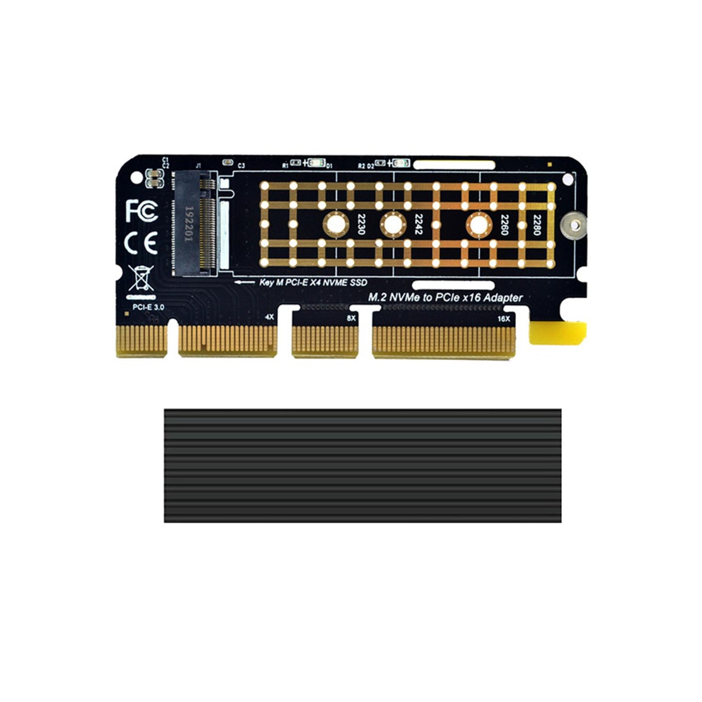 NVMe M.2 SSD M Key to Pci-e 3.0 x16 Expansion Card Portable for 960EVO SM951 with Heat Sink
