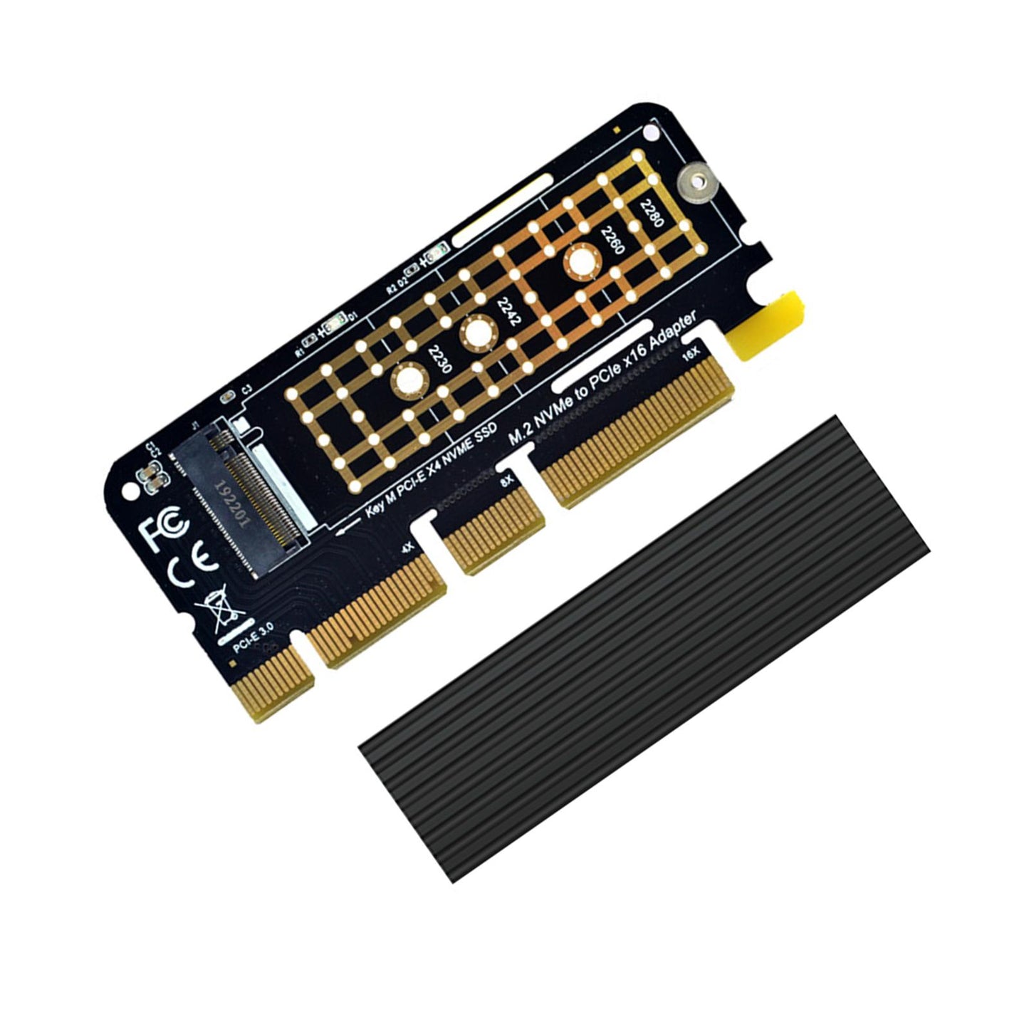 NVMe M.2 SSD M Key to Pci-e 3.0 x16 Expansion Card Portable for 960EVO SM951 with Heat Sink