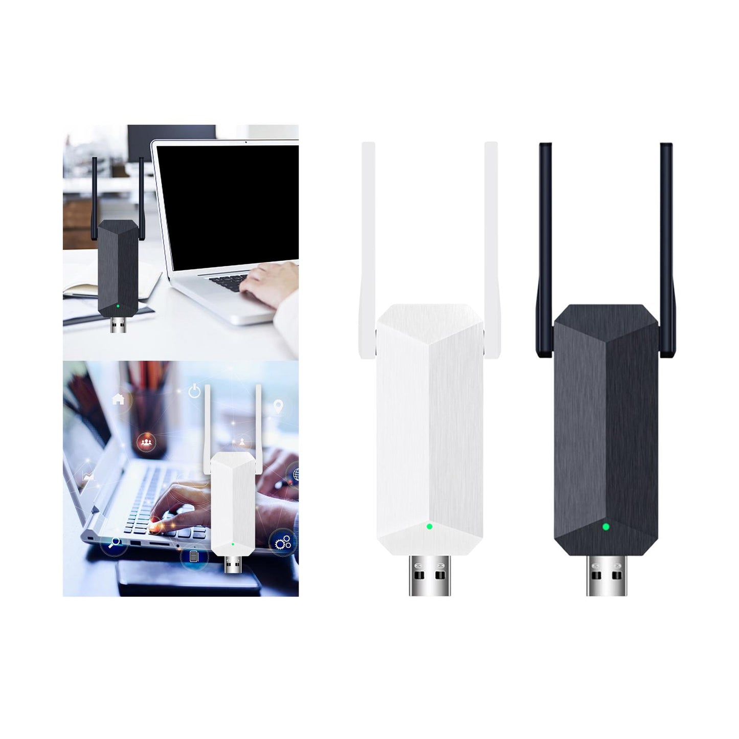 Wireless Network Adapter USB 3.0 Wireless WiFi Adapter for PC Laptop Desktop White