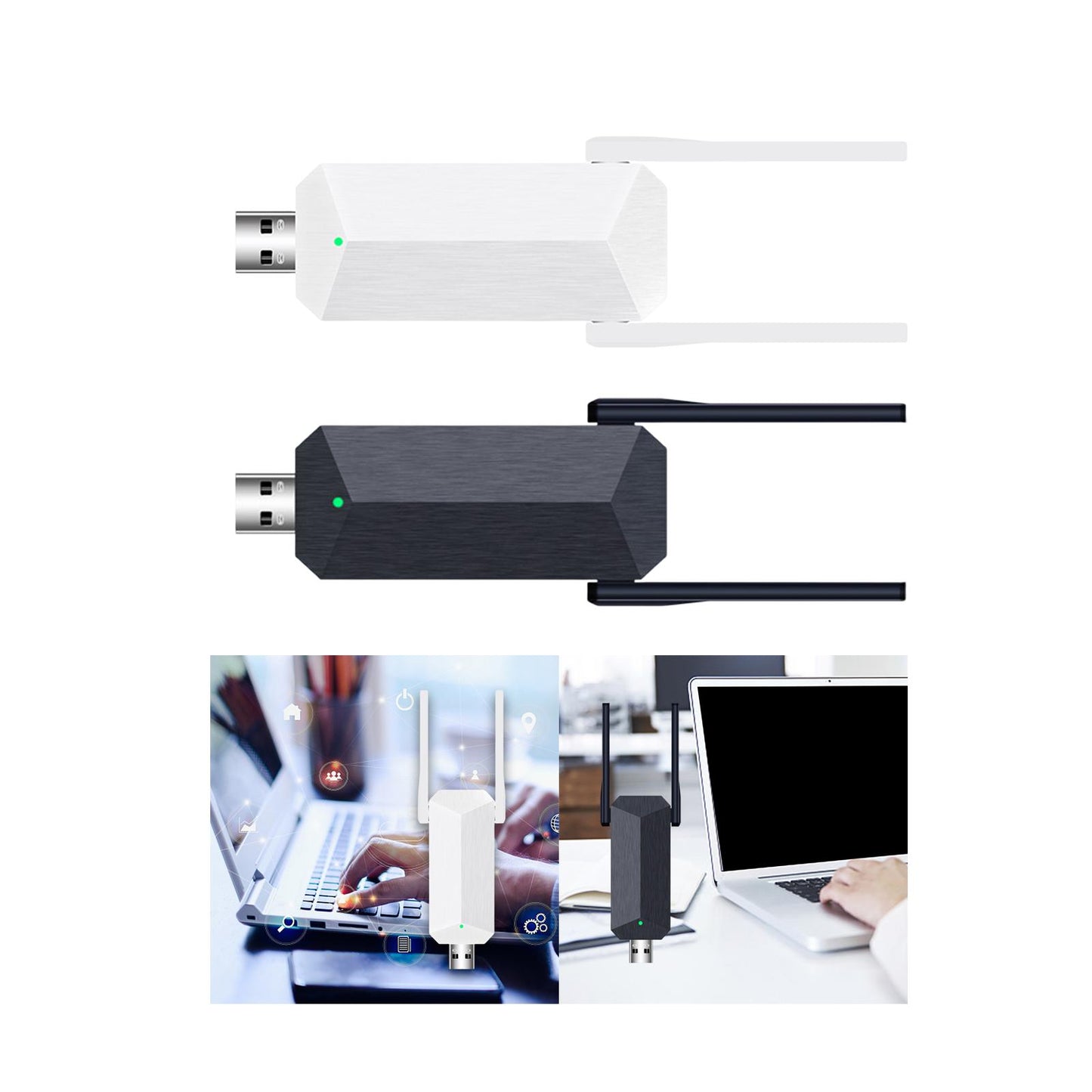 Wireless Network Adapter USB 3.0 Wireless WiFi Adapter for PC Laptop Desktop White