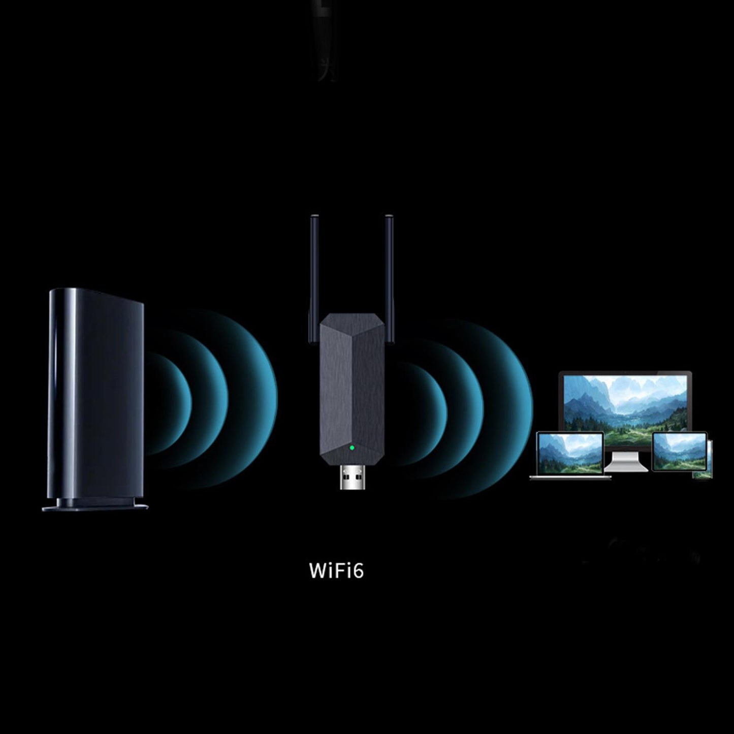 Wireless Network Adapter USB 3.0 Wireless WiFi Adapter for PC Laptop Desktop Black