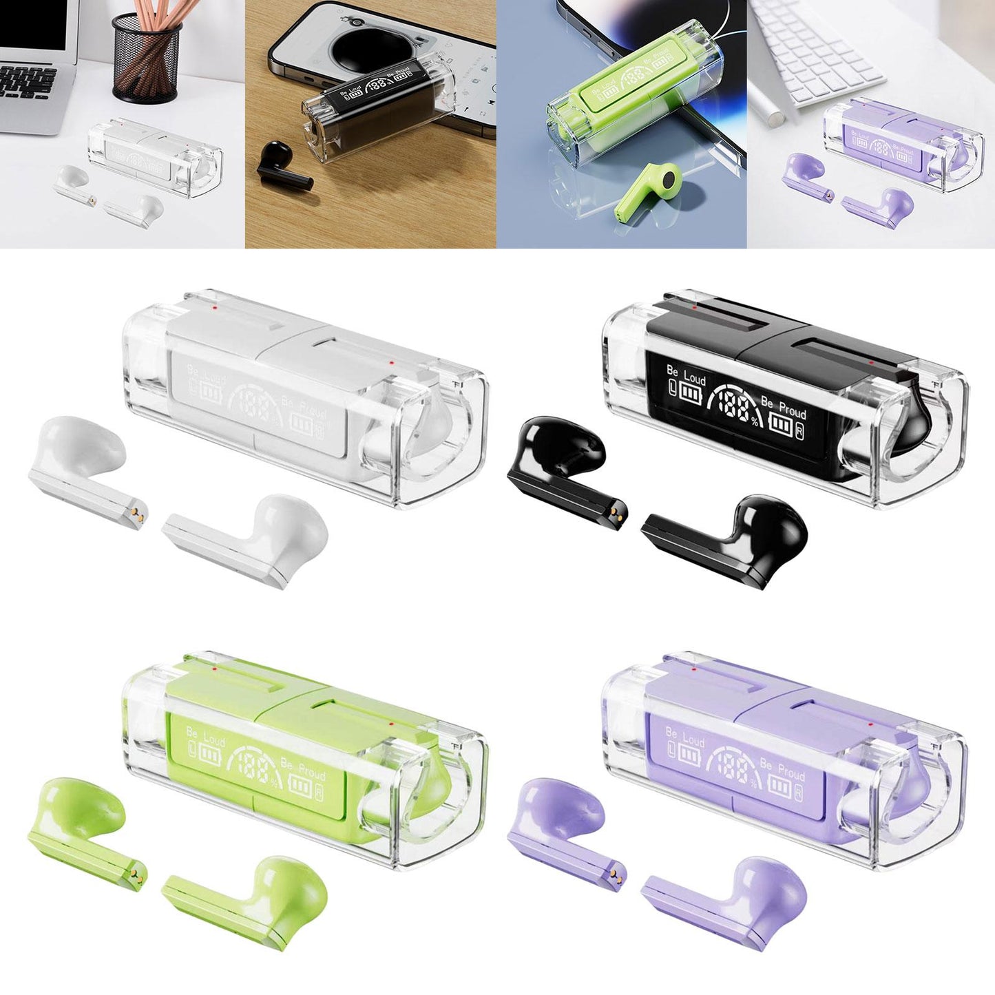 Wireless Earbuds Noise Cancelling V5.3 Headphones for White