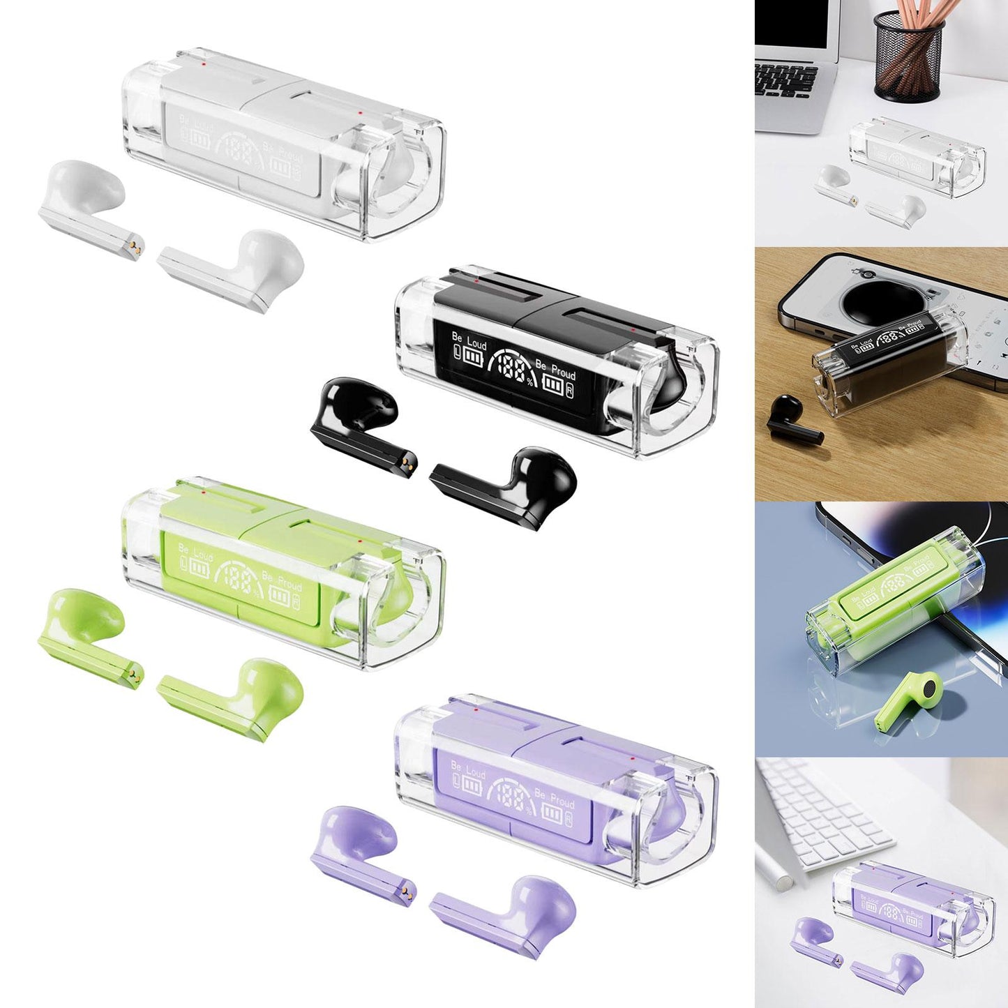 Wireless Earbuds Noise Cancelling V5.3 Headphones for White