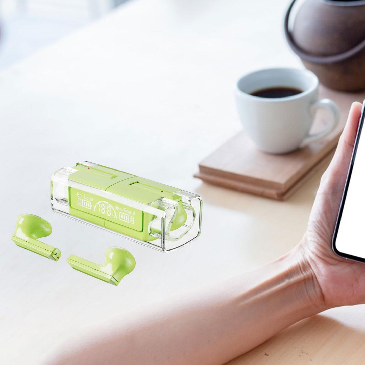 Wireless Earbuds Noise Cancelling V5.3 Headphones for Green