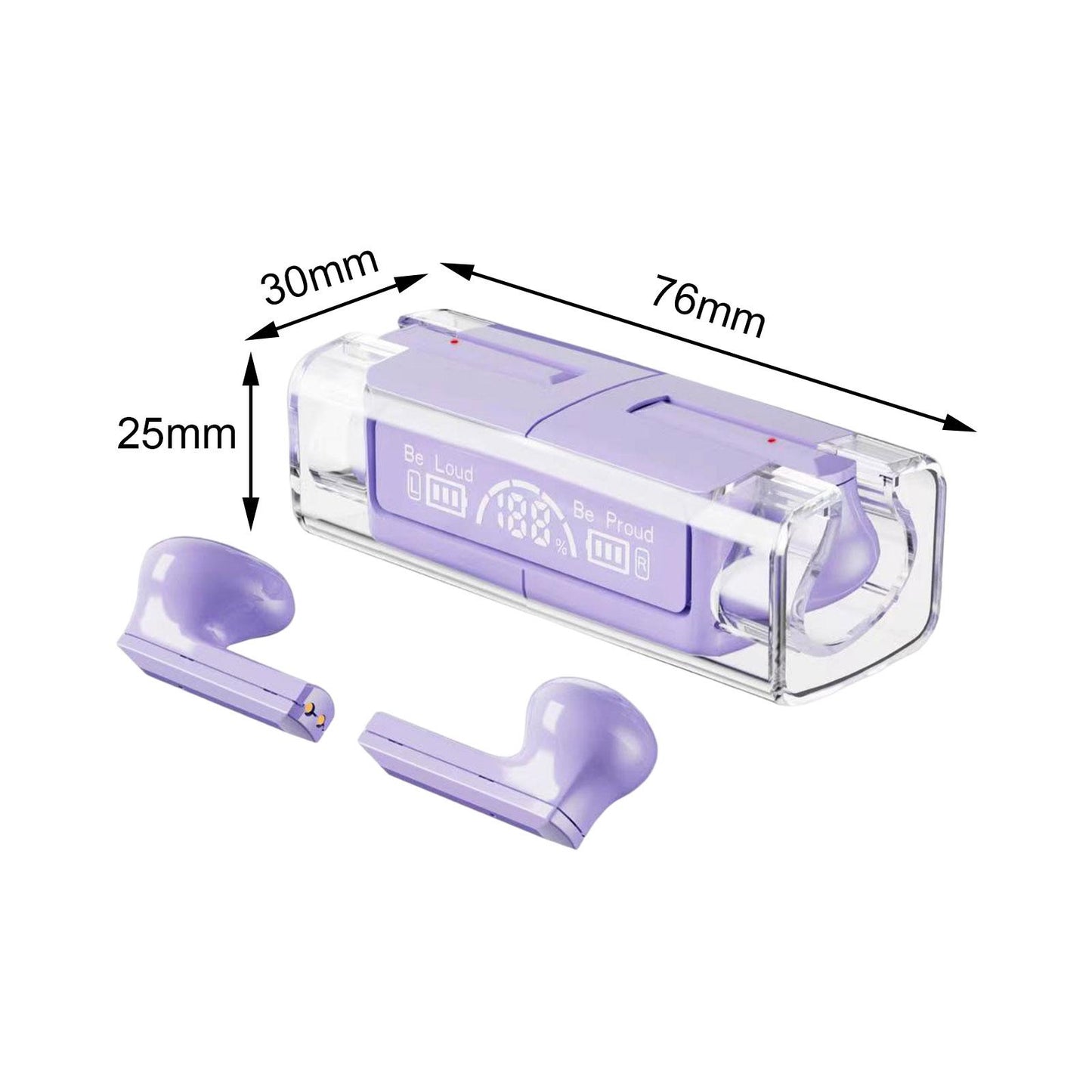 Wireless Earbuds Noise Cancelling V5.3 Headphones for Purple