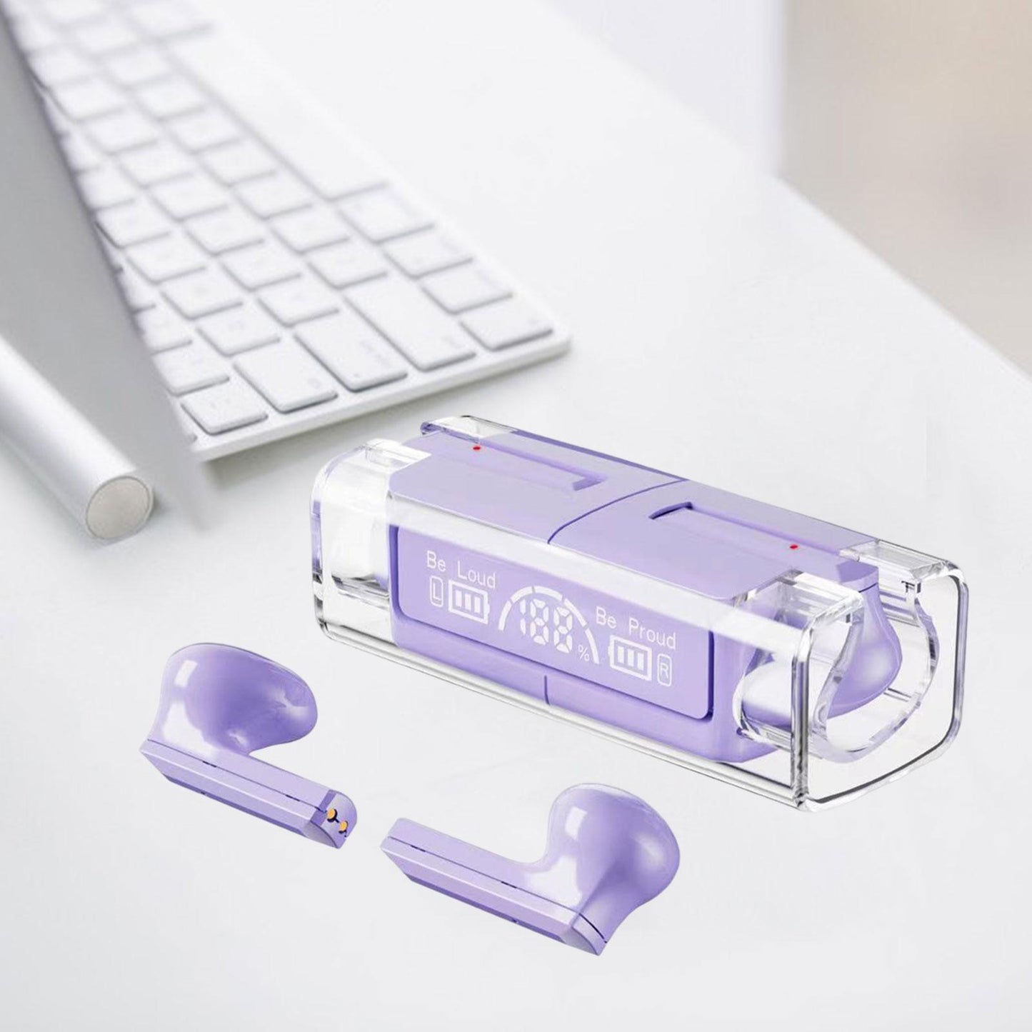 Wireless Earbuds Noise Cancelling V5.3 Headphones for Purple