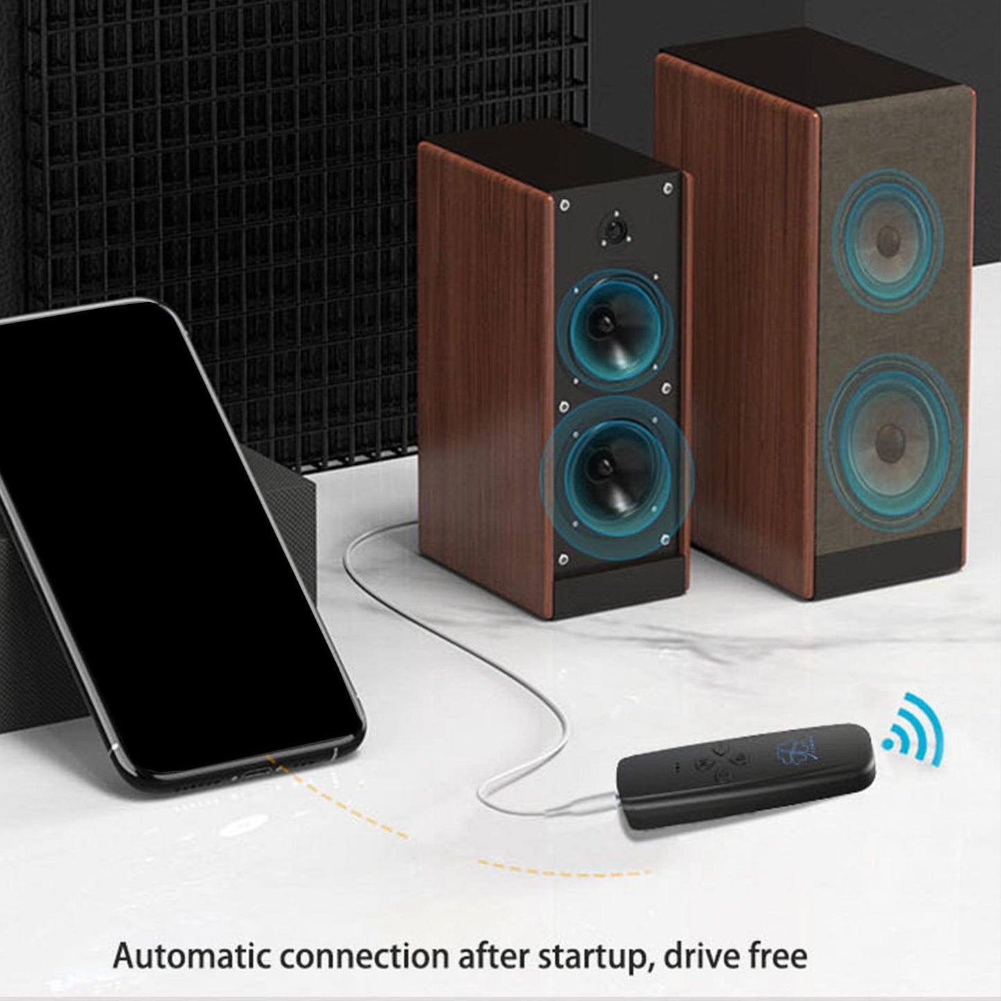 Wireless Transmitter Receiver 2 in 1 Car Audio Adapter Black 3.5mm Interface