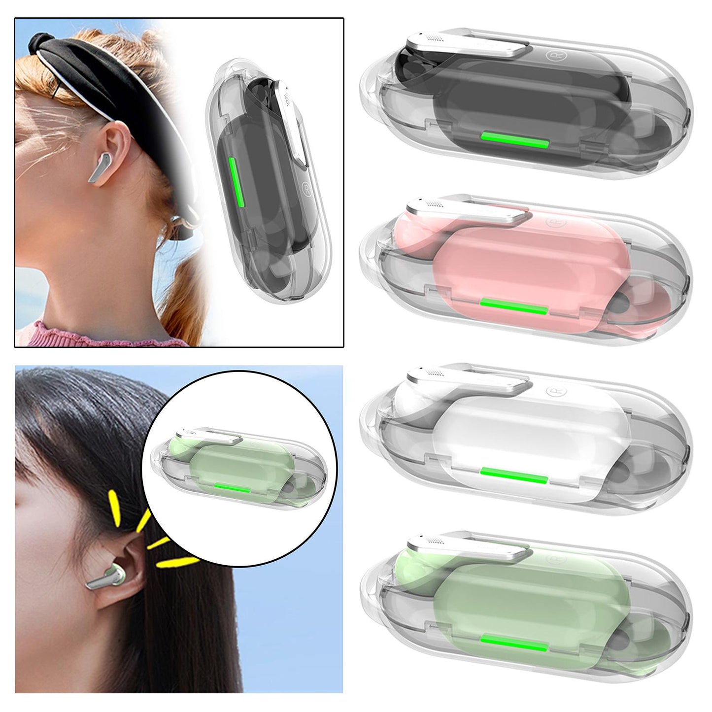 Single Wireless Earphone with Mic Headphone for Outdoor Video Game Music Gym Black