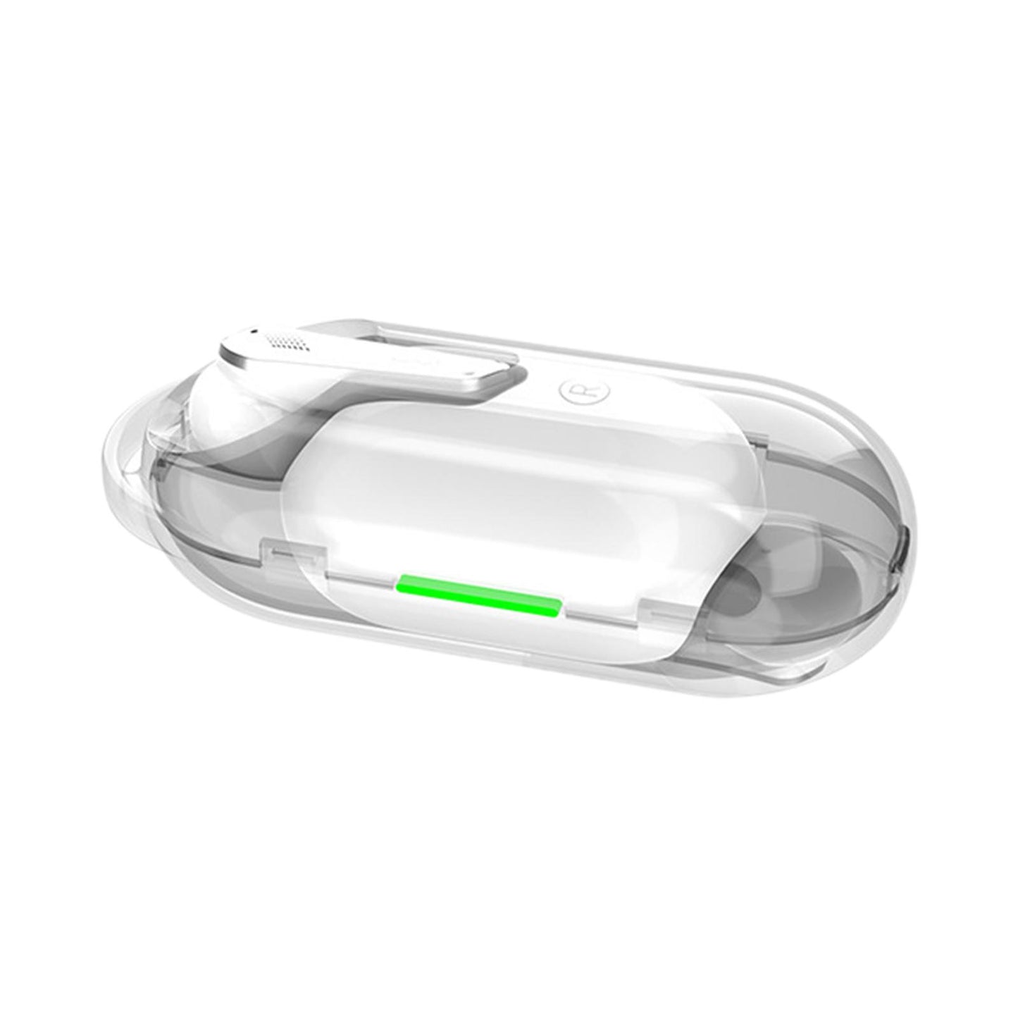 Single Wireless Earphone with Mic Headphone for Outdoor Video Game Music Gym White