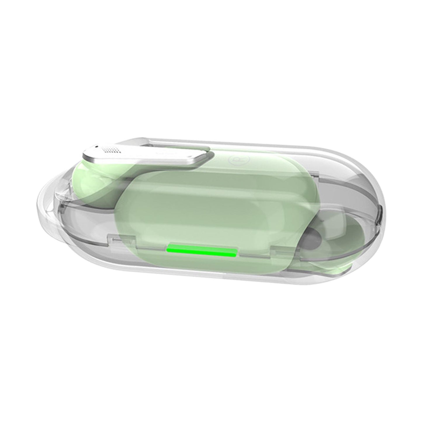 Single Wireless Earphone with Mic Headphone for Outdoor Video Game Music Gym Green